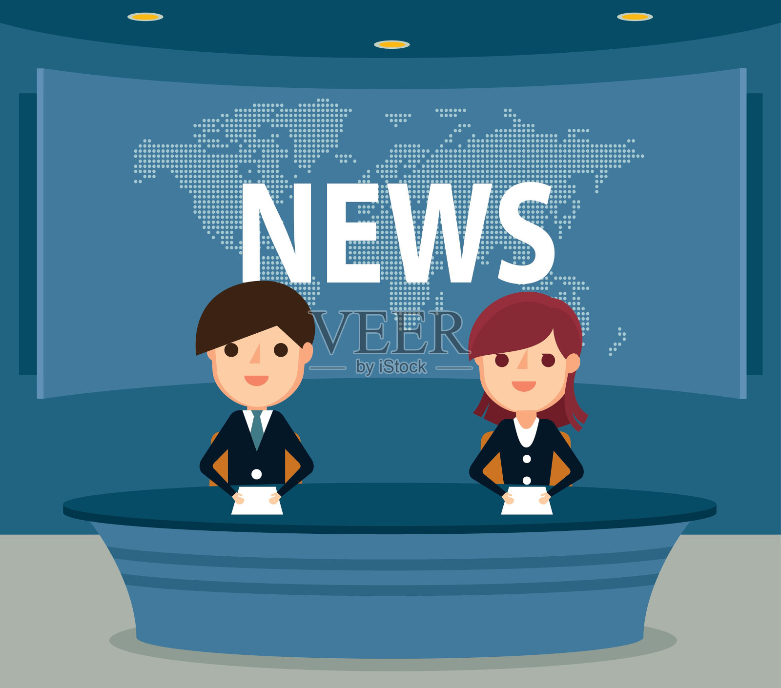 新闻播音员插画图片素材