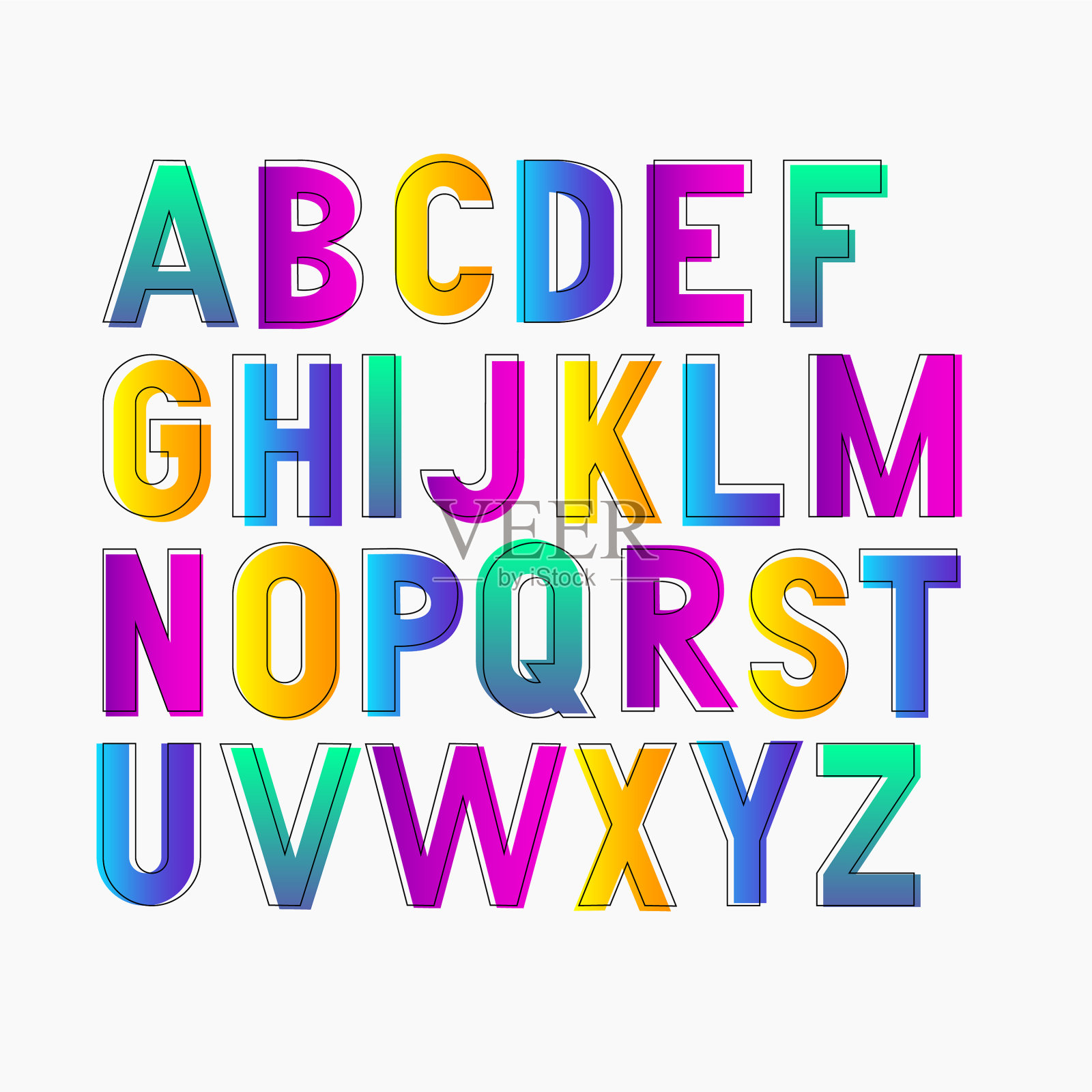 大胆明亮的浓缩梯度怪诞插画图片素材