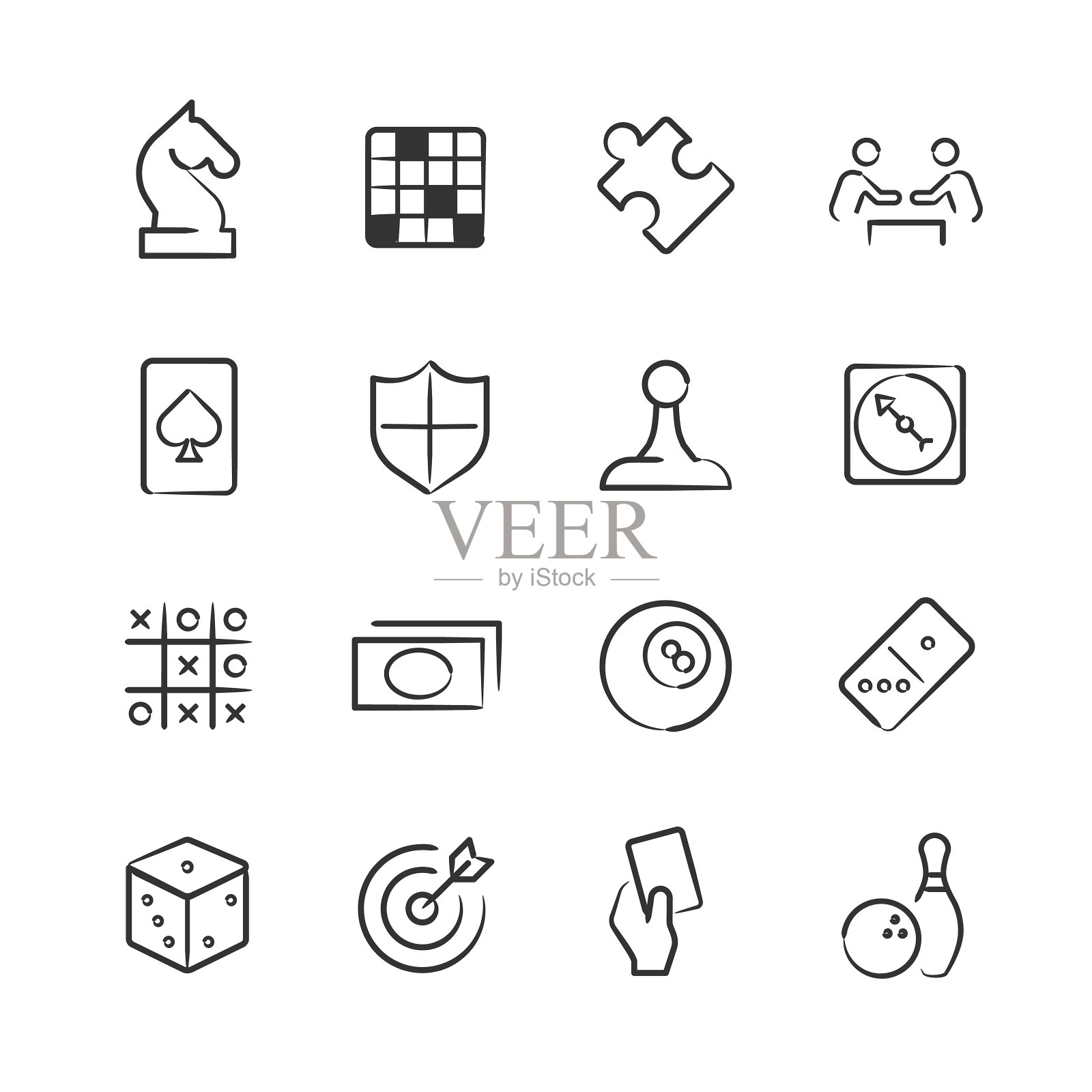 Board Game and Puzzle Icons—Sketchy Series插画图片素材
