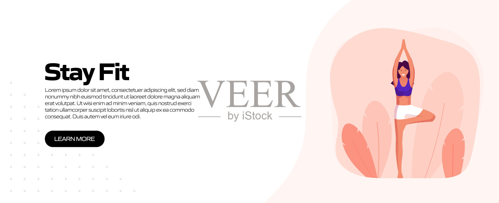 健身和健身概念横幅设计。现代平面风格矢量插图插画图片素材