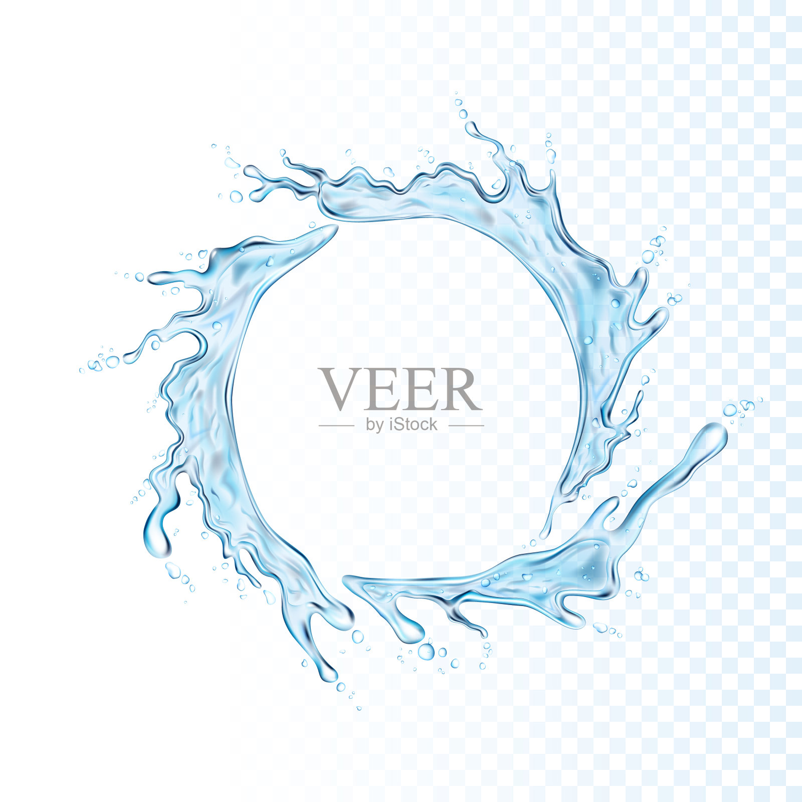 透明逼真的水花,孤立无援。设计元素图片