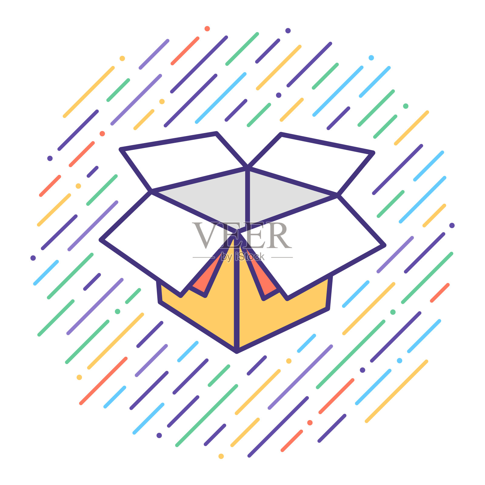 产品开箱平线图标插图插画图片素材