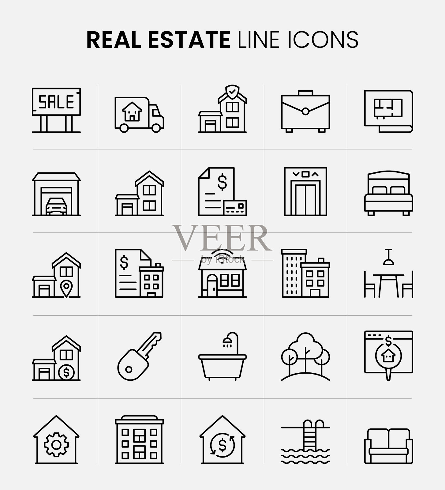 房地产线图标插画图片素材