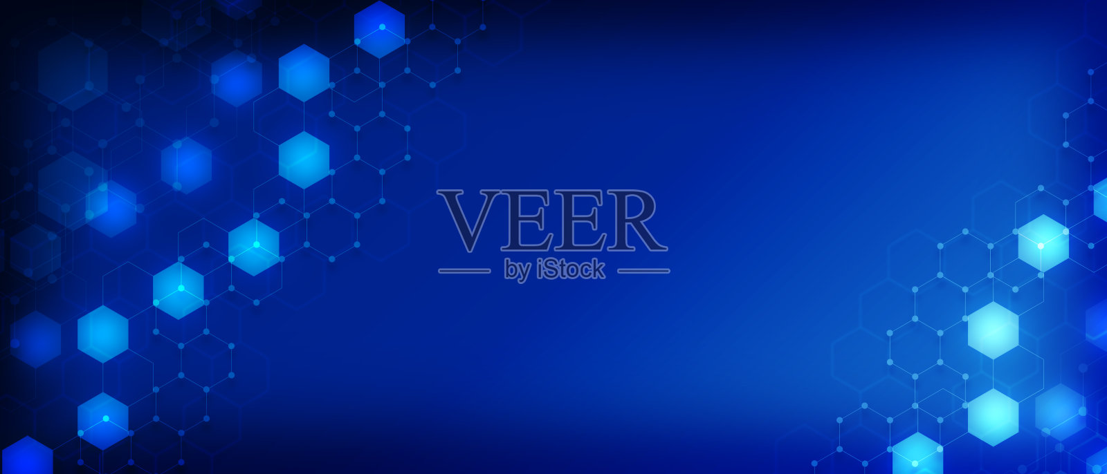 抽象的技术背景和六边形的几何图案为横幅设计插画图片素材