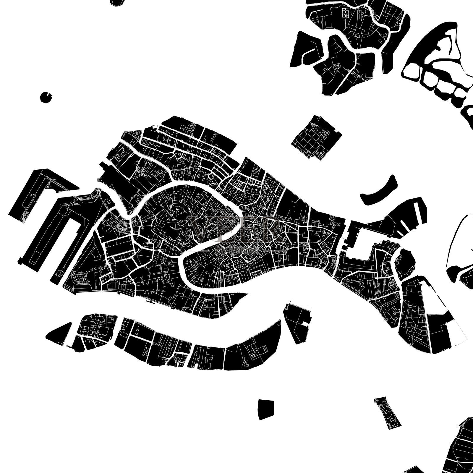 威尼斯,意大利矢量地图插画图片素材