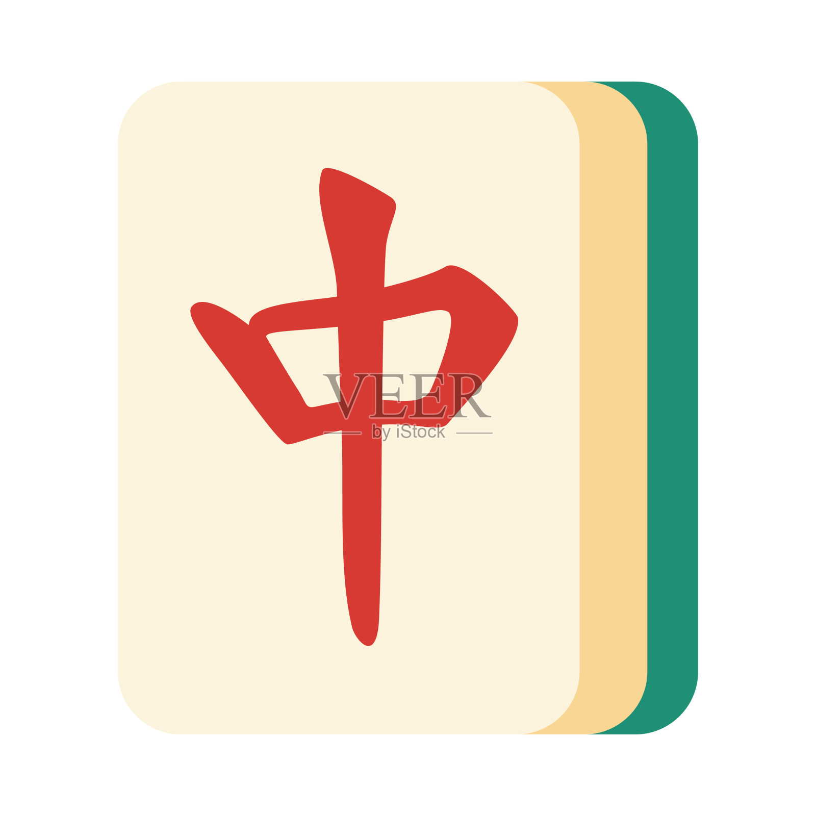 麻将红龙瓷砖图标插画图片素材