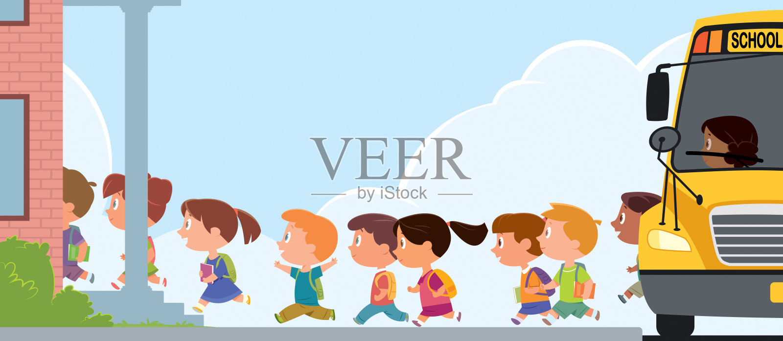 校车。回到学校插画图片素材