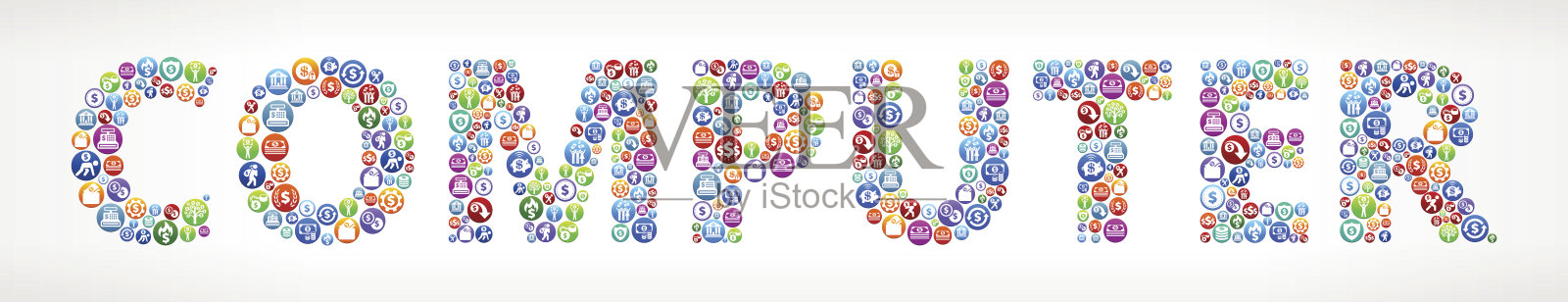 计算机货币美元和金融矢量按钮。插画图片素材