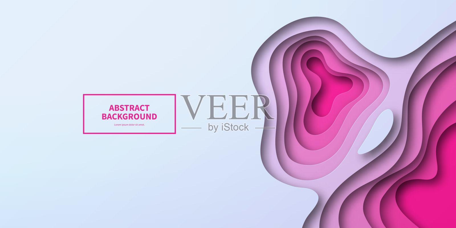 剪纸背景-粉色抽象波浪形状-时尚的3D设计插画图片素材