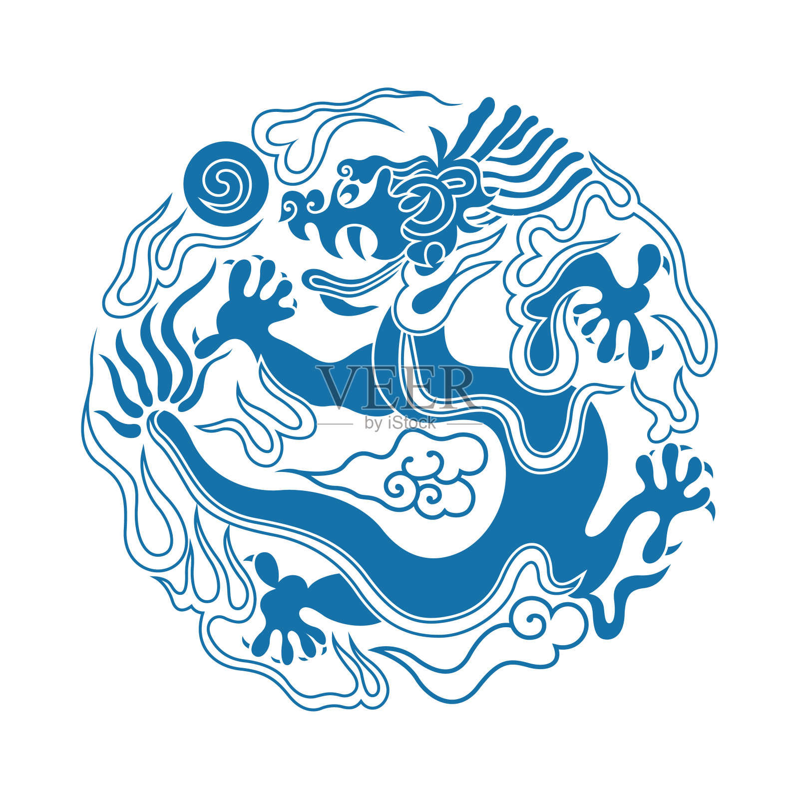 龙玩珠,中式图案插画图片素材