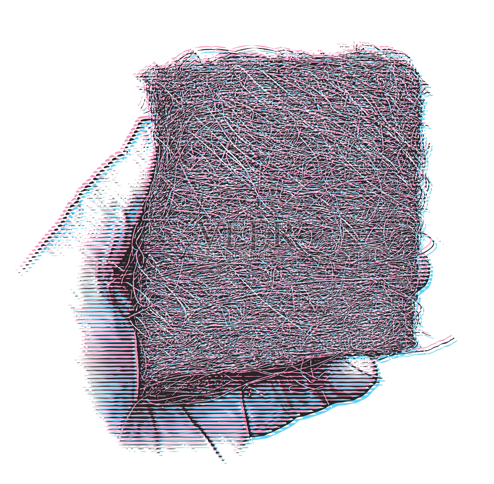 手握钢丝毛插画图片素材