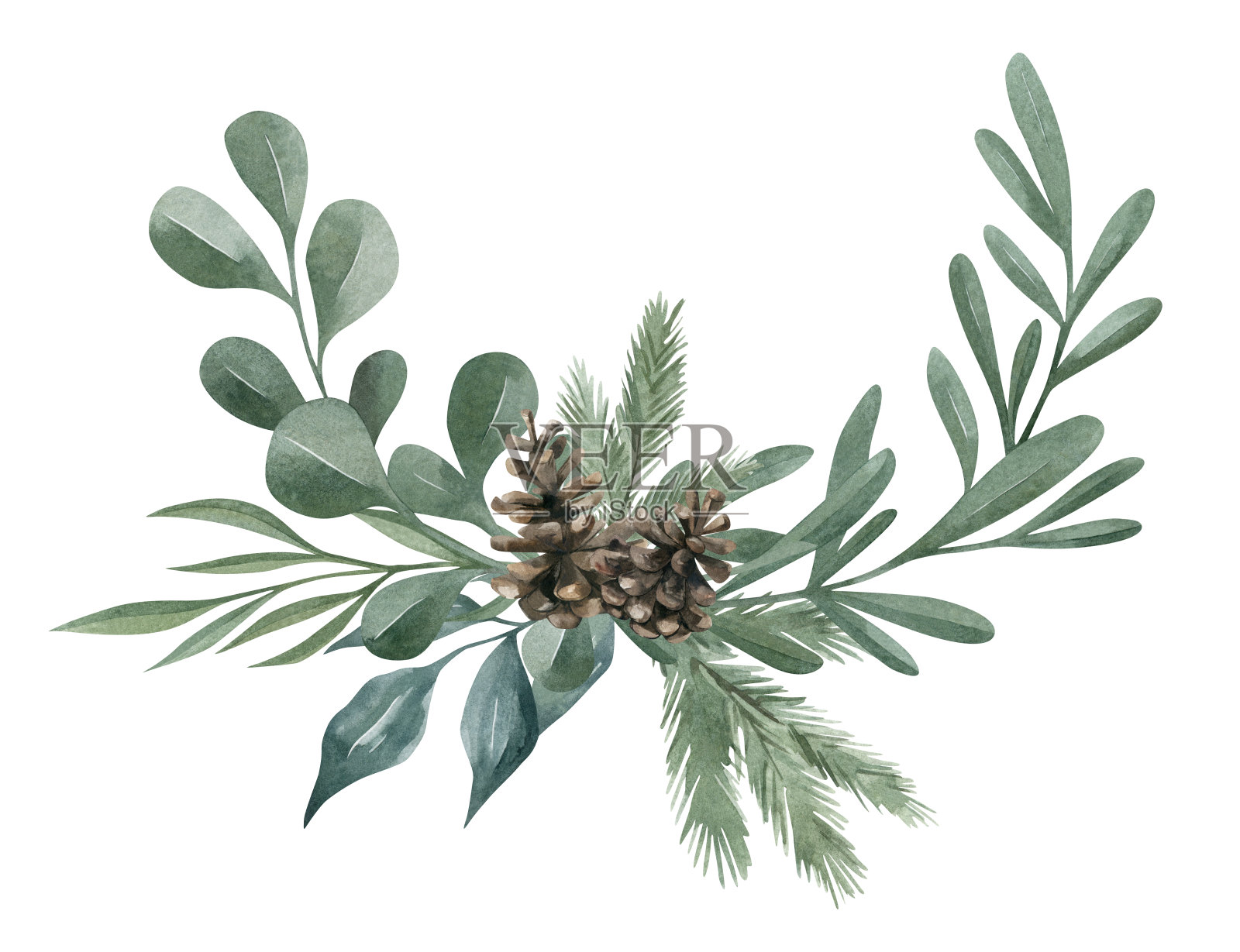 水彩花卉花束插画图片素材