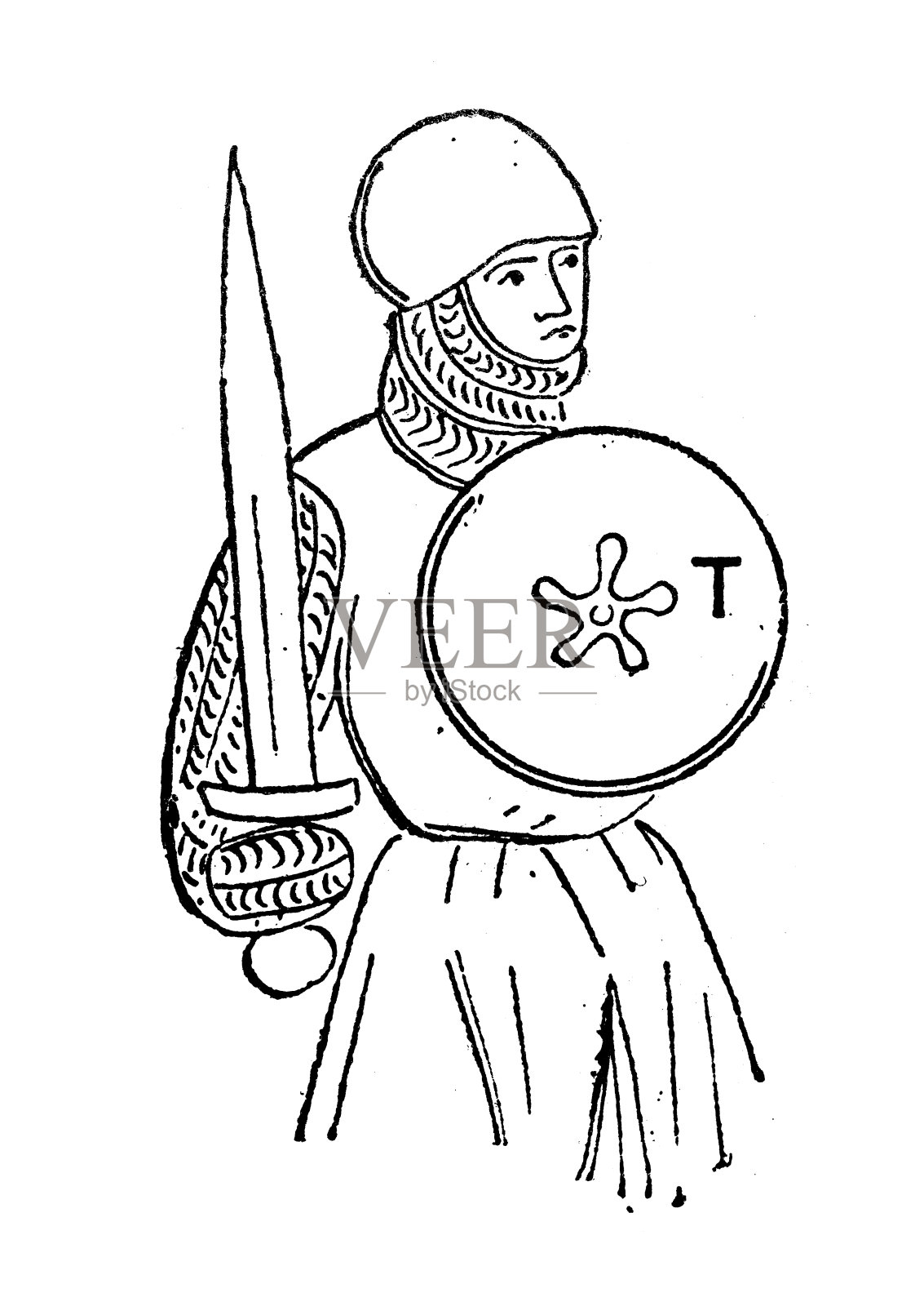 古董插图:目标盾插画图片素材