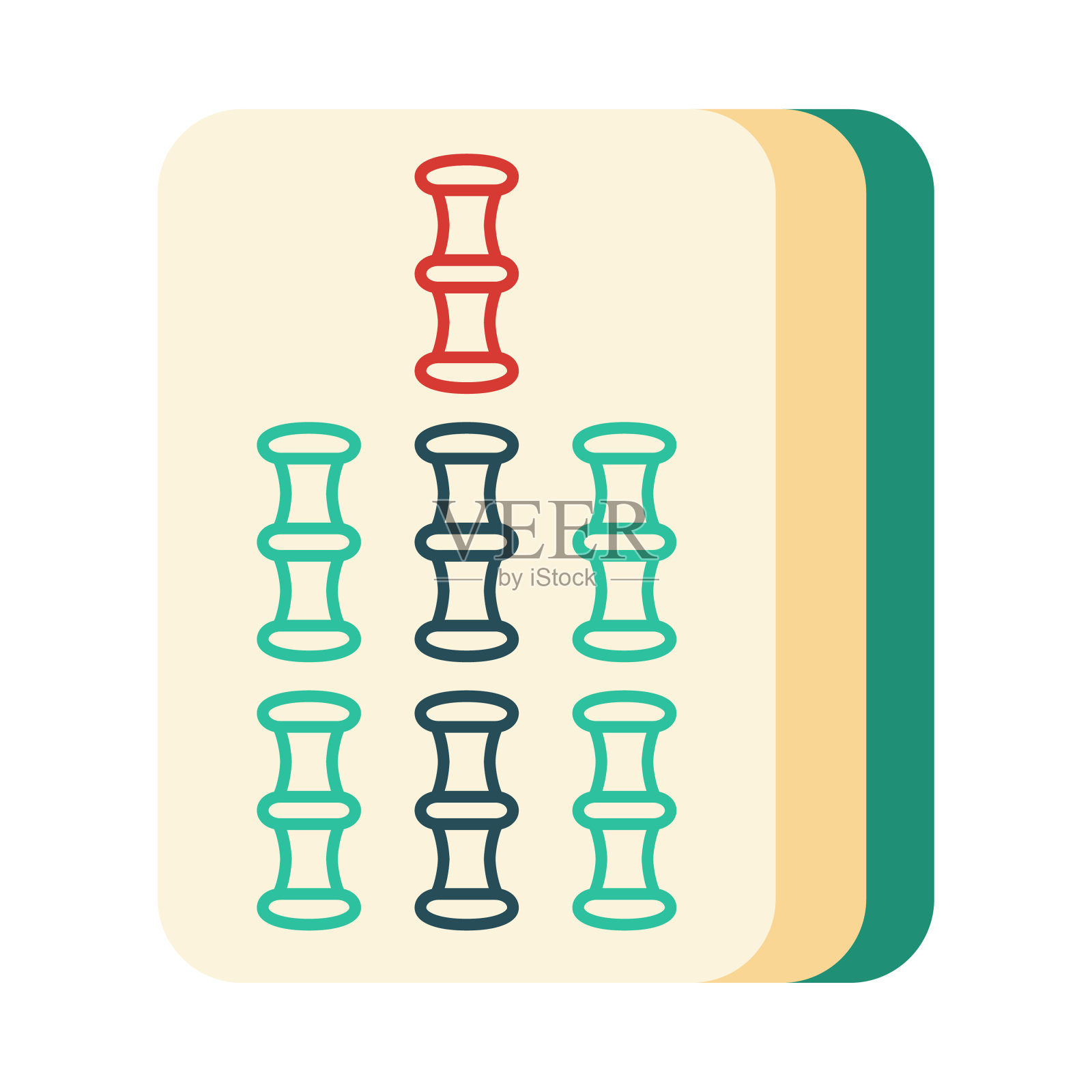 麻将七竹瓦的图标插画图片素材