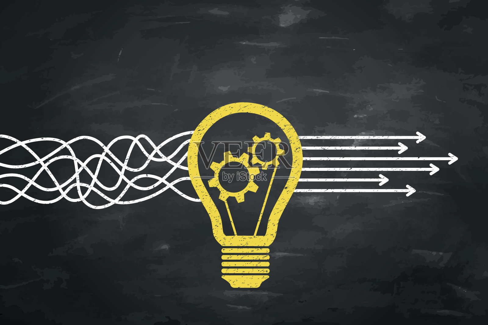 黑板背景下的创新解决方案概念。插画图片素材
