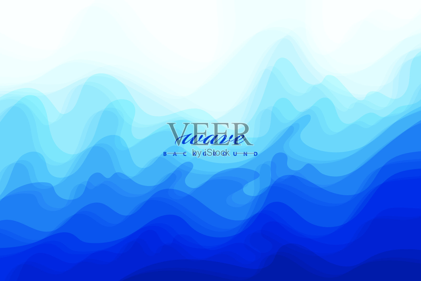 抽象向量蓝色波浪背景。平面设计模板插画图片素材