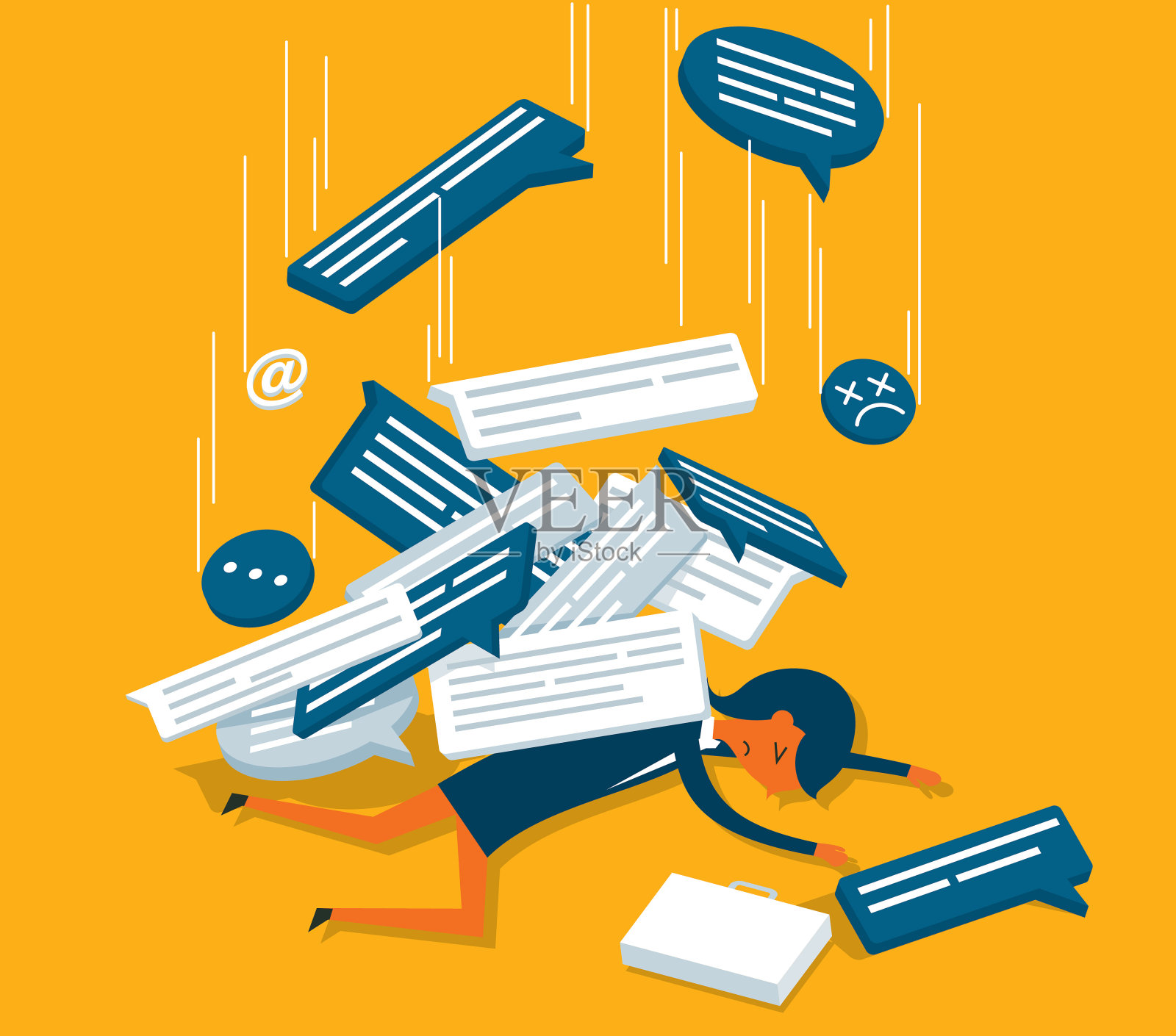 信息超载——女商人插画图片素材