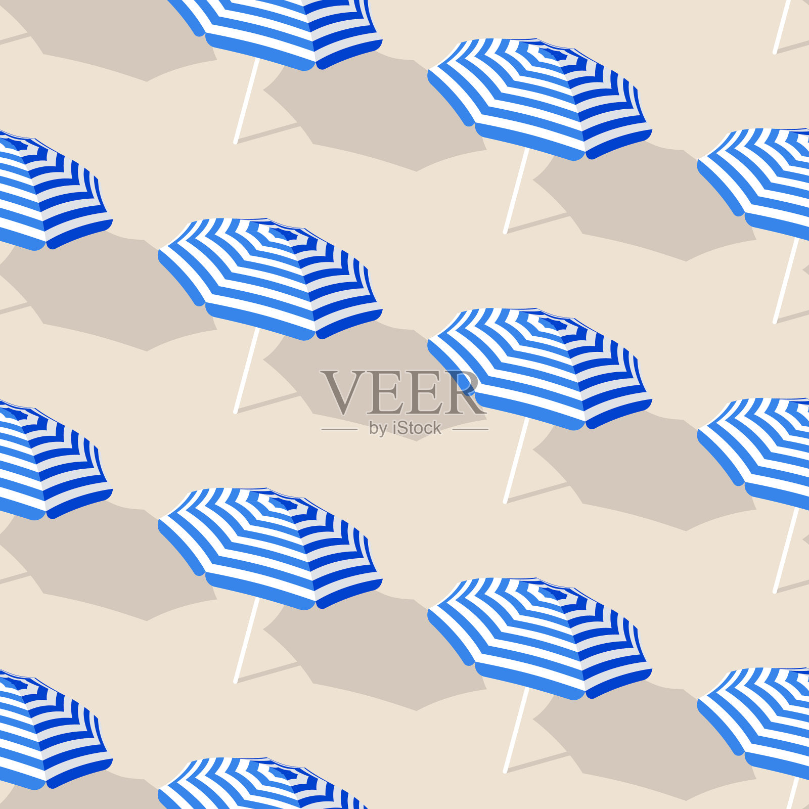 无缝夏日沙滩伞图案插画图片素材