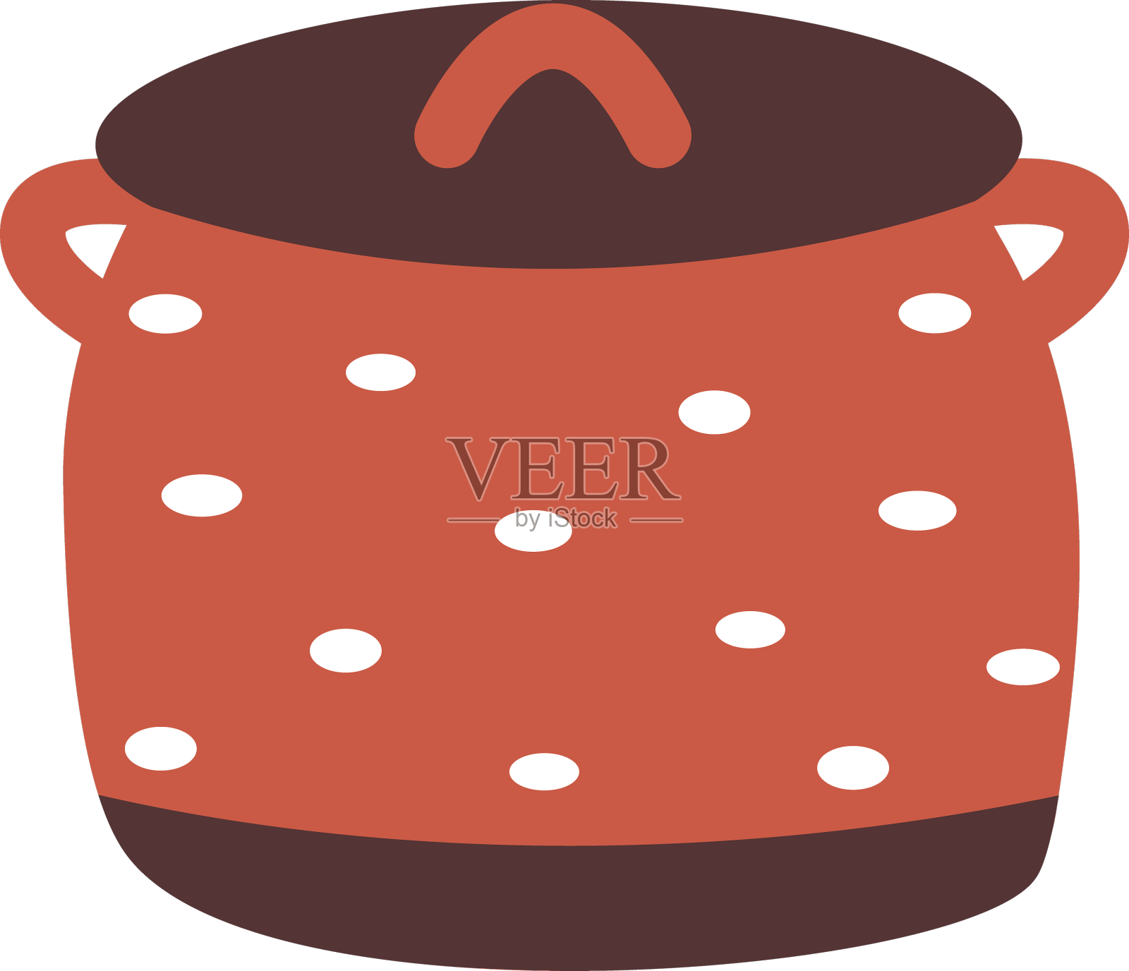 红色平底锅,带盖子,手绘图标素材