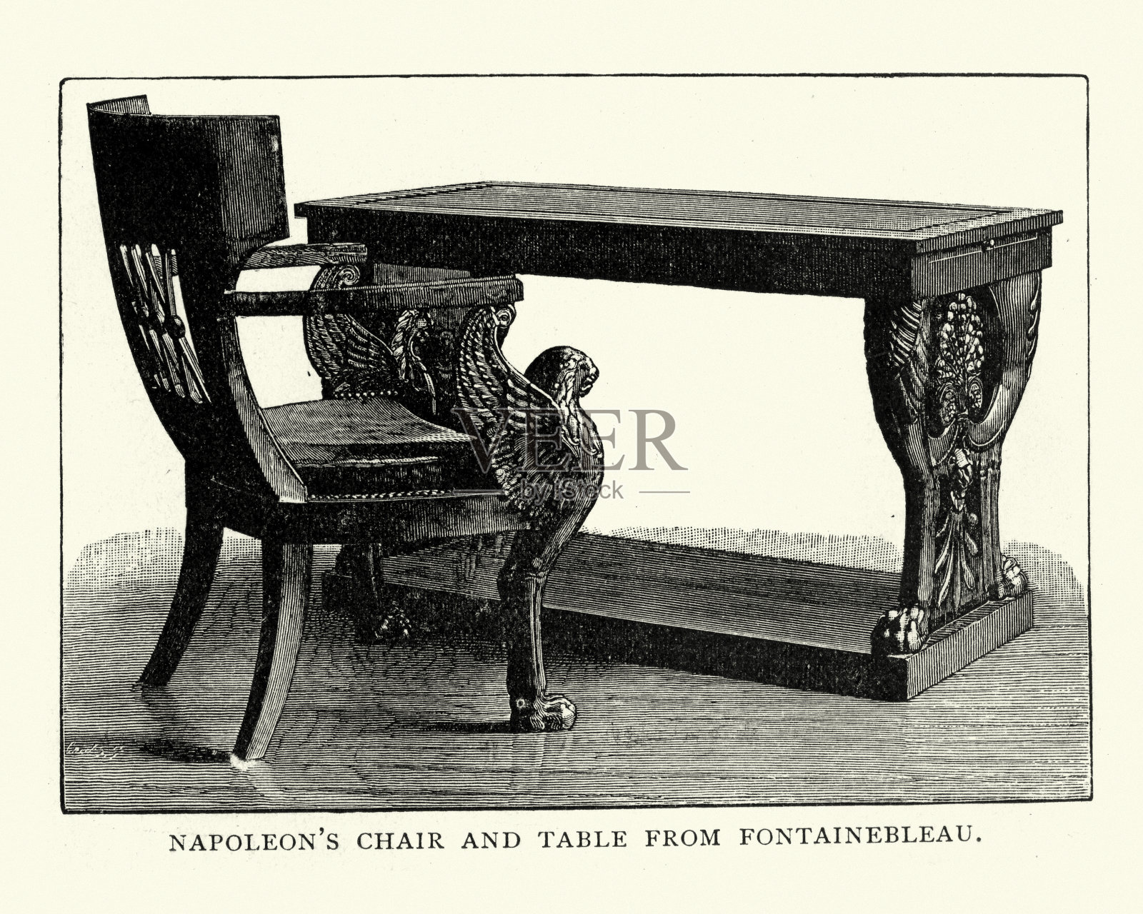 枫丹白露的拿破仑桌椅插画图片素材