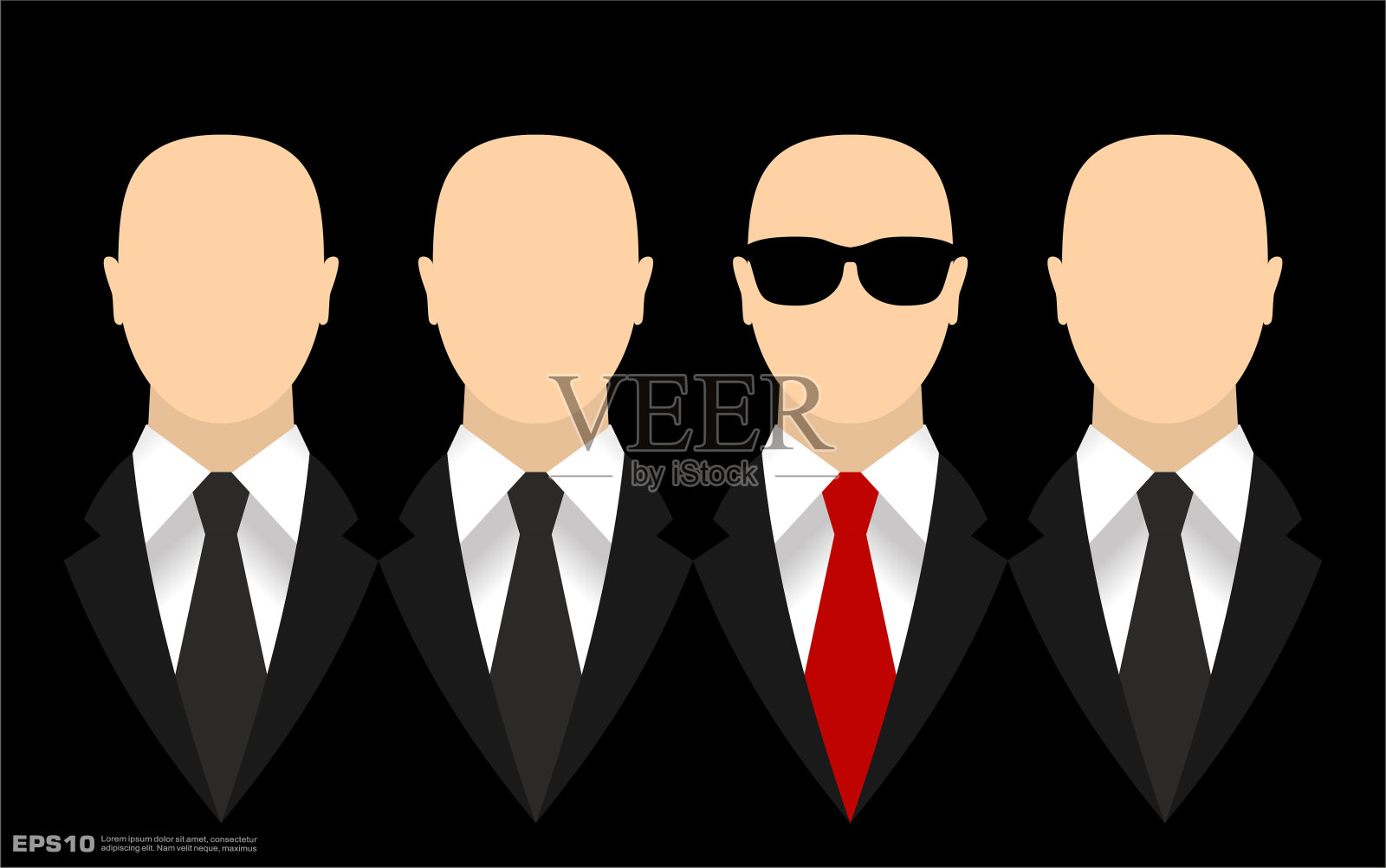 黑色西装与领带的不同概念插画图片素材