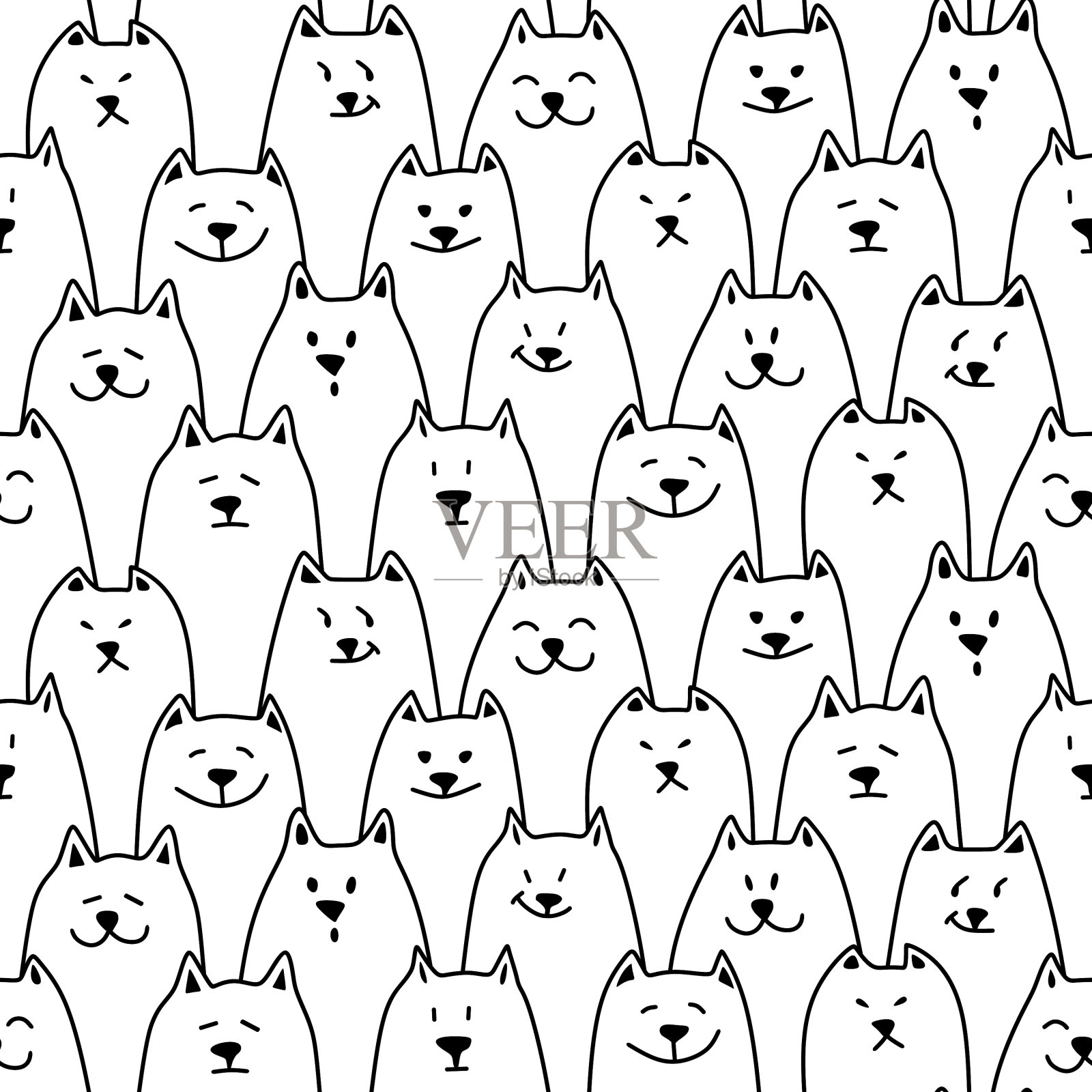 无缝图案与猫插画图片素材