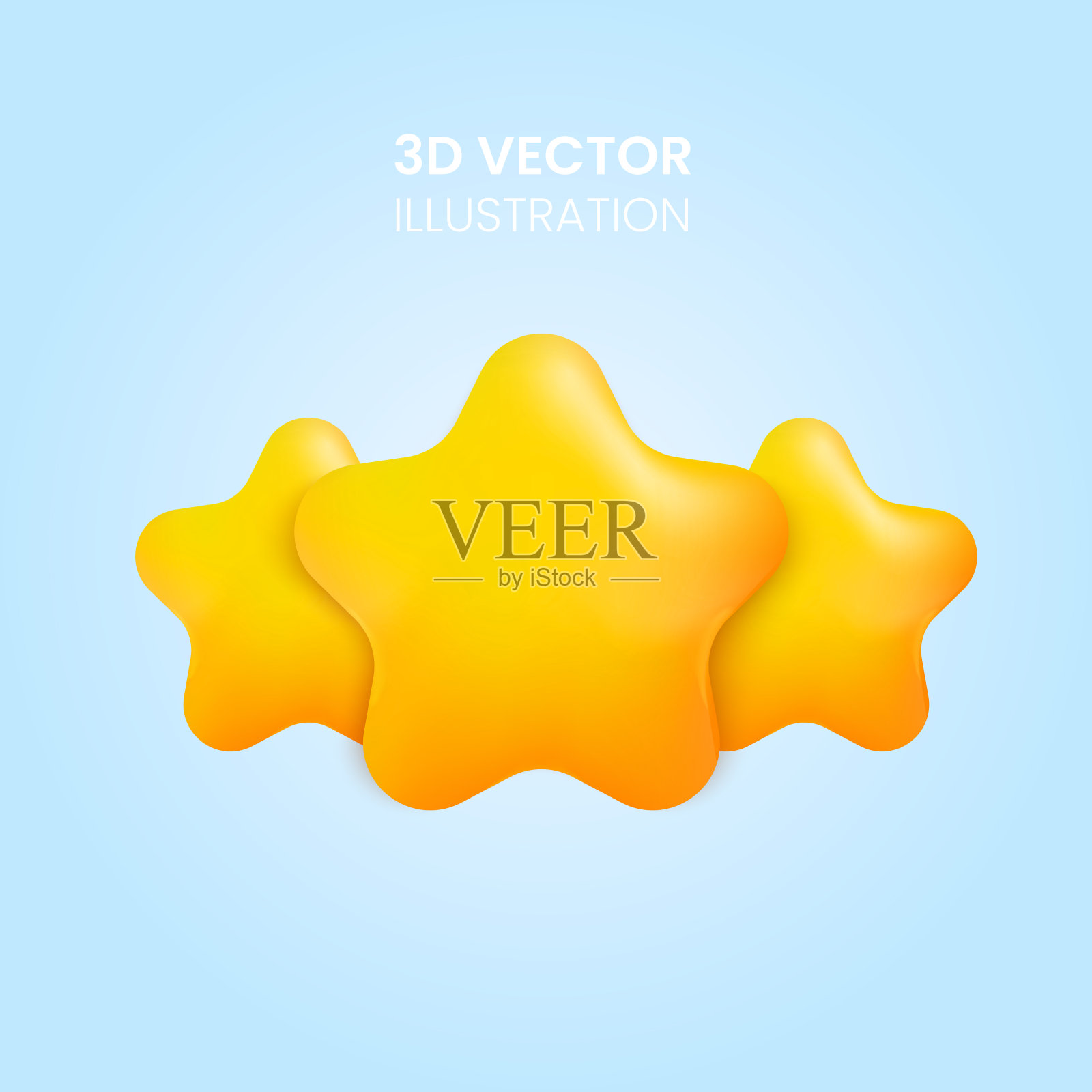 三颗星图标矢量。3d动画星星形状的游戏,移动应用程序排名,网站程序。商标说明EPS10插画图片素材