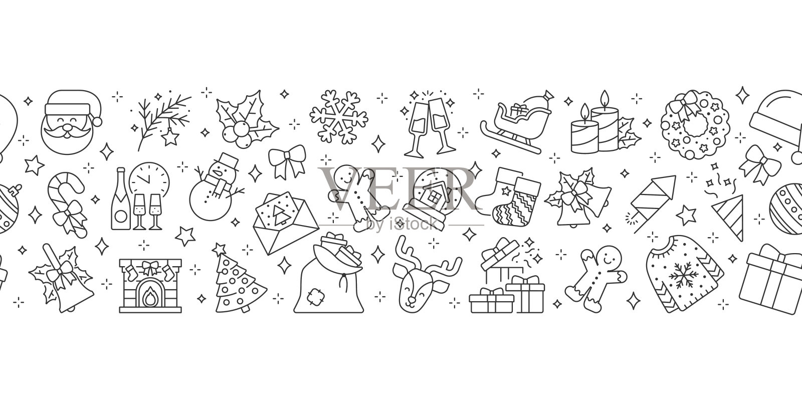 无缝圣诞图标背景插画图片素材