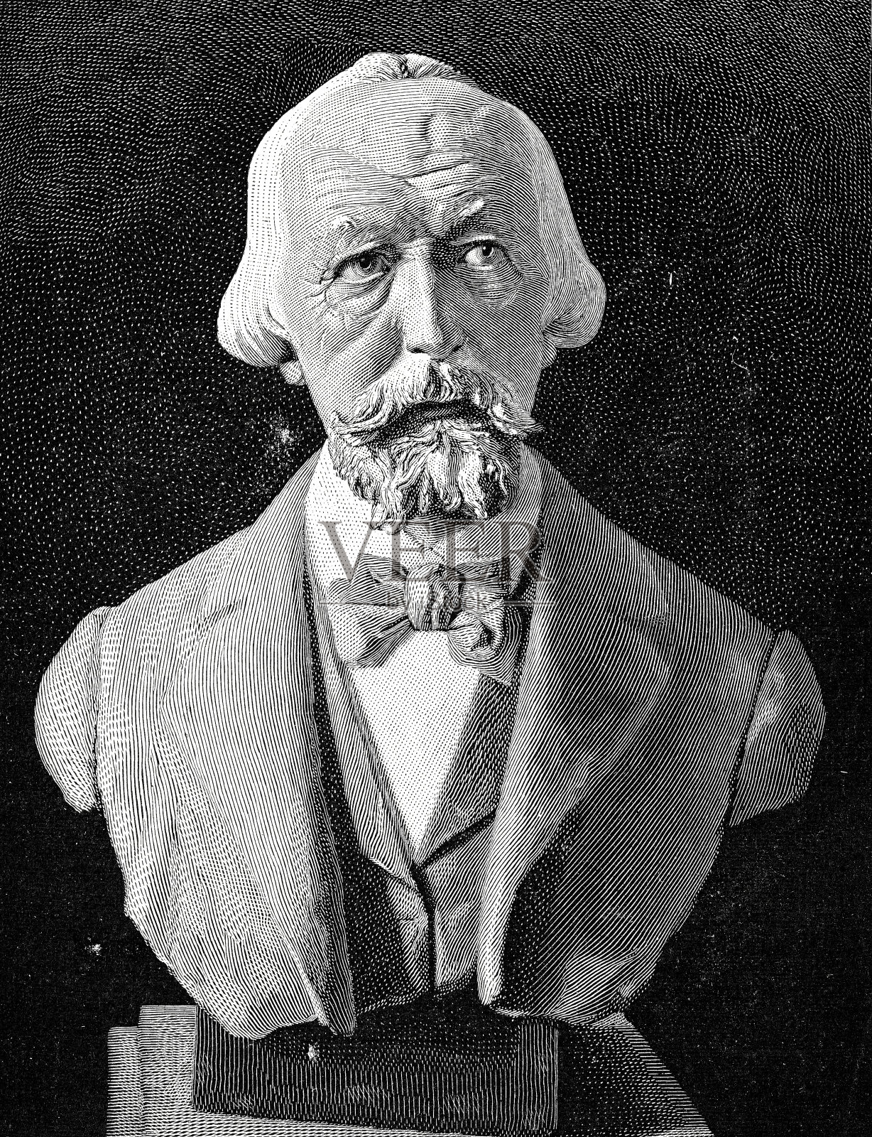 克劳斯·约翰·格罗斯半身雕像,德国诗人和作家,1819-1899插画图片素材