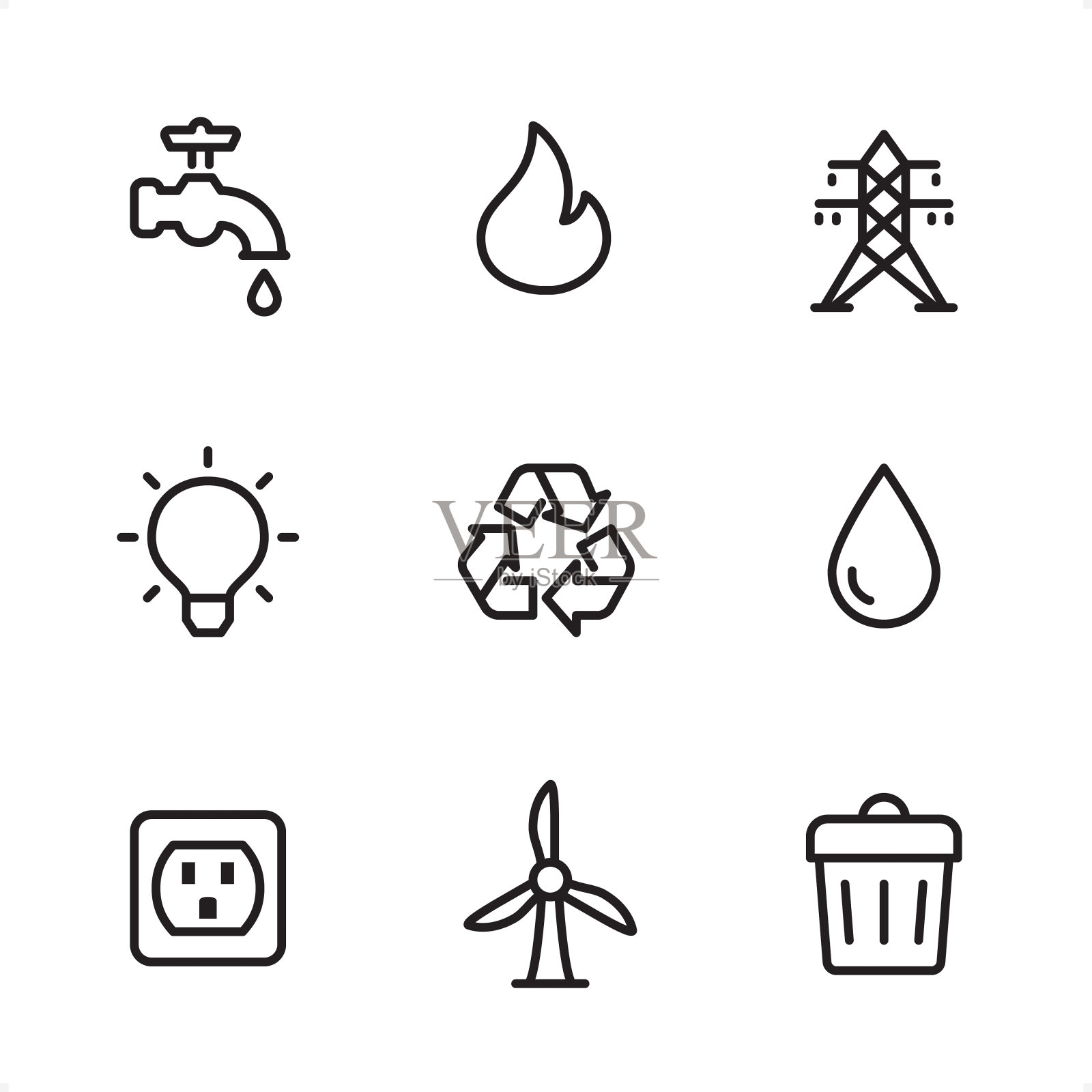 能源-单线图标图标素材