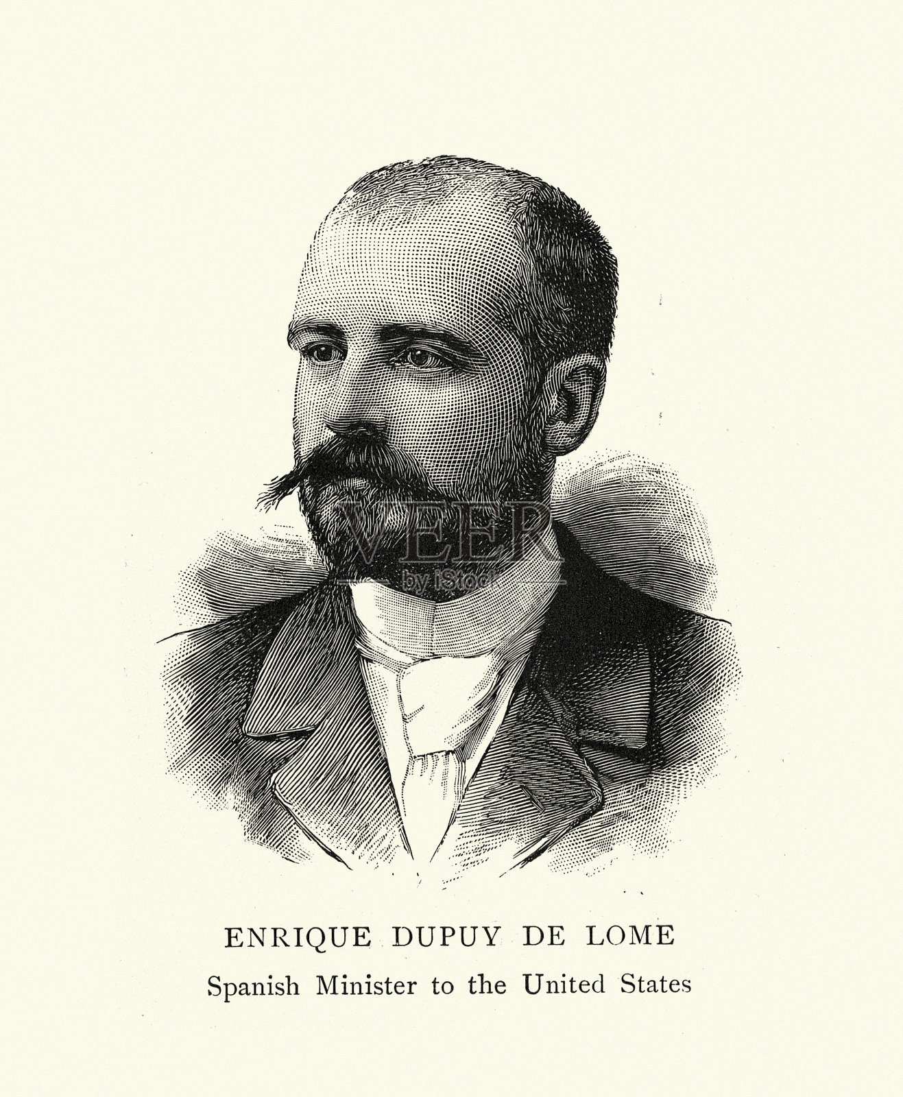 Enrique Dupuy de Lôme 19世纪维多利亚时期西班牙驻美国大使插画图片素材