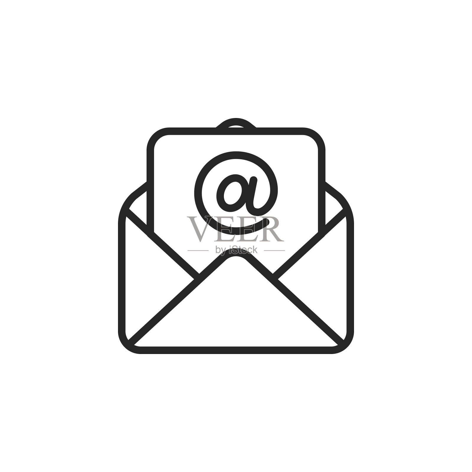 打开电子邮件线矢量图标。可编辑的中风。像素完美。移动和网络。插画图片素材