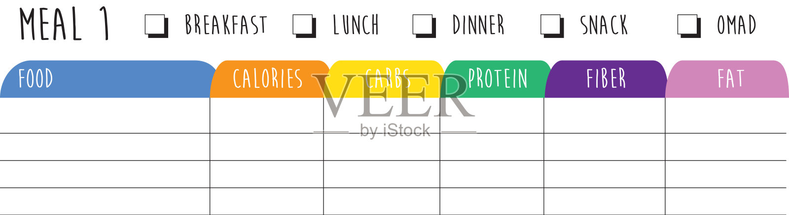 每周膳食计划日历组织者设计模板插画图片素材