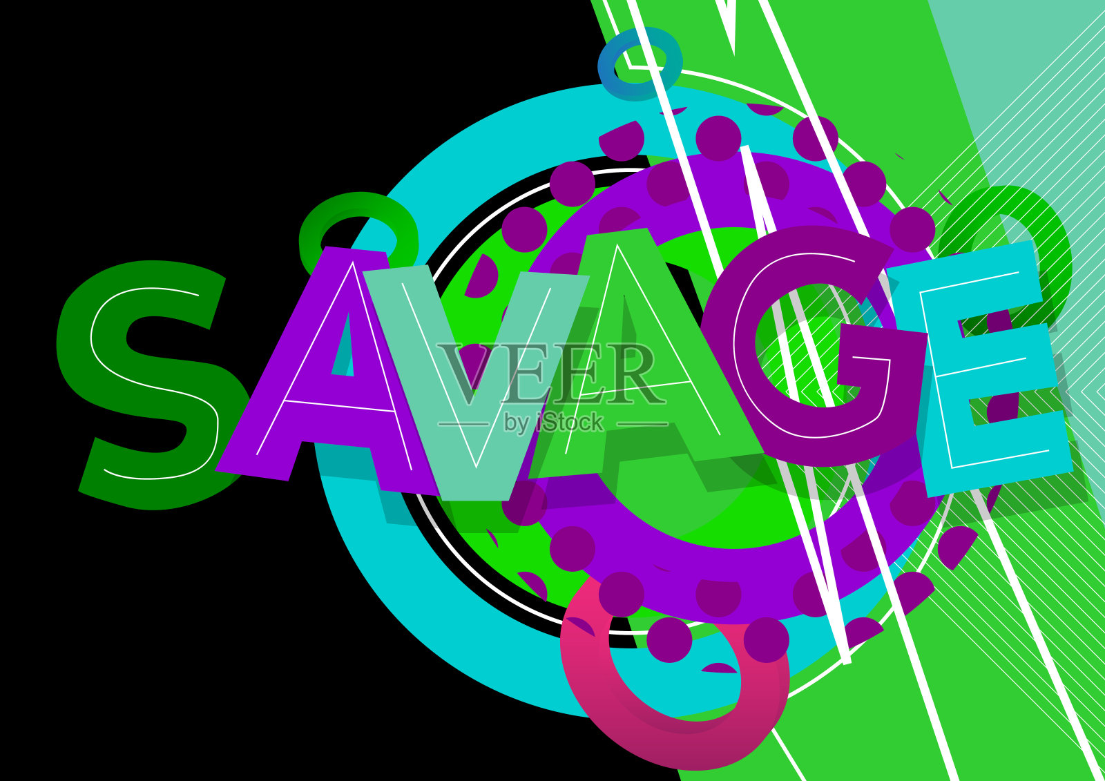 野蛮人。用儿童字体写的字。插画图片素材