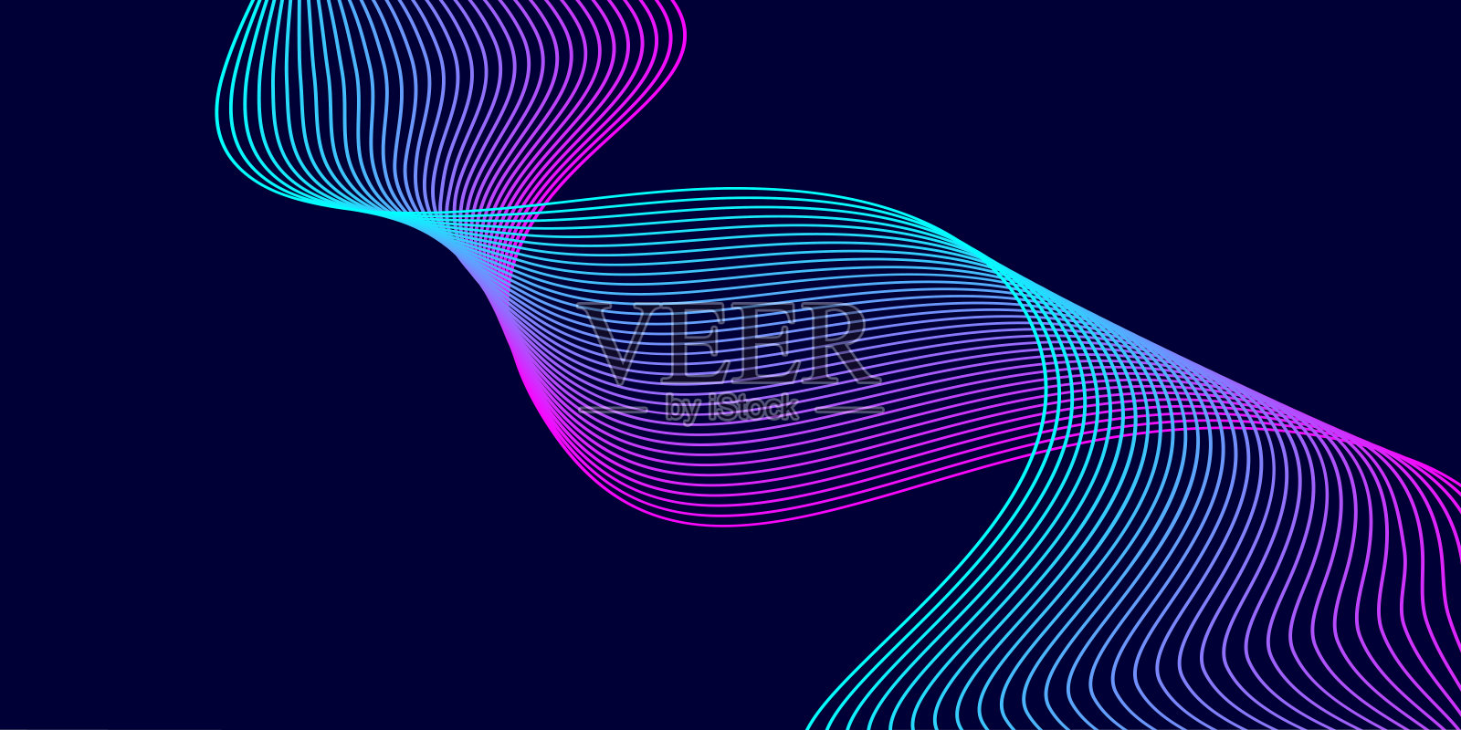 波浪线粒子技术背景插画图片素材