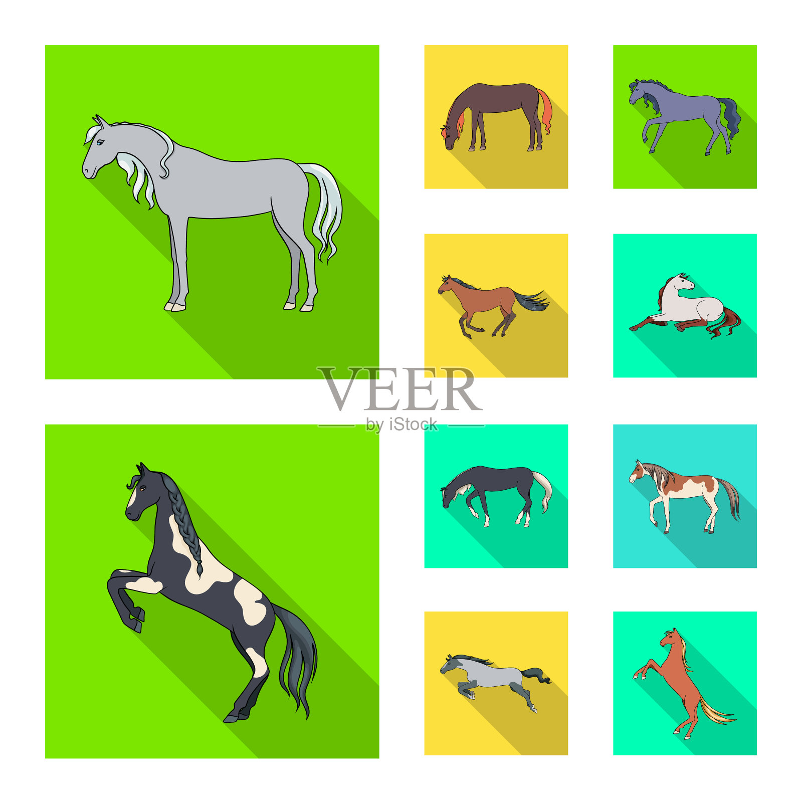 隔离对象品种和马术标志集图标素材