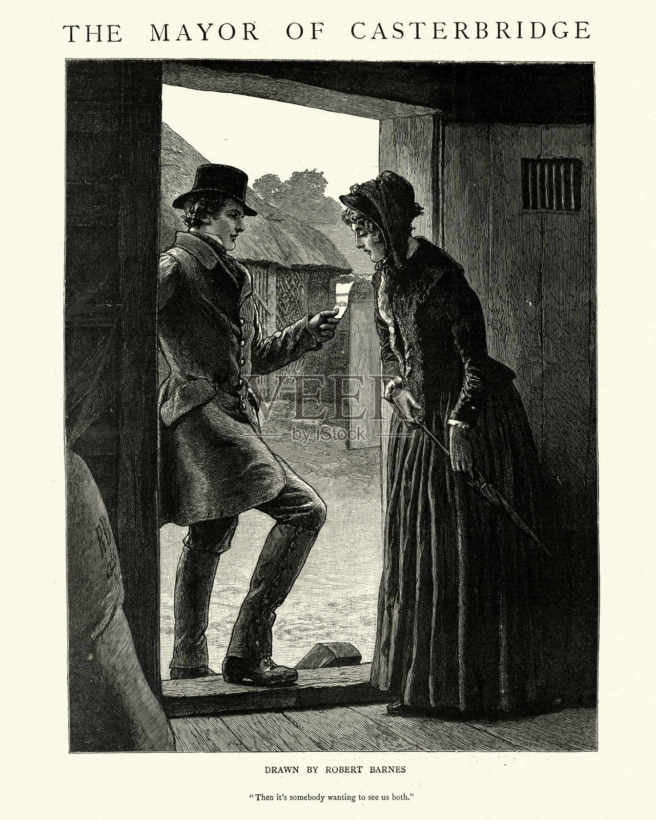 卡斯特桥市长托马斯·哈代想见我们俩插画图片素材
