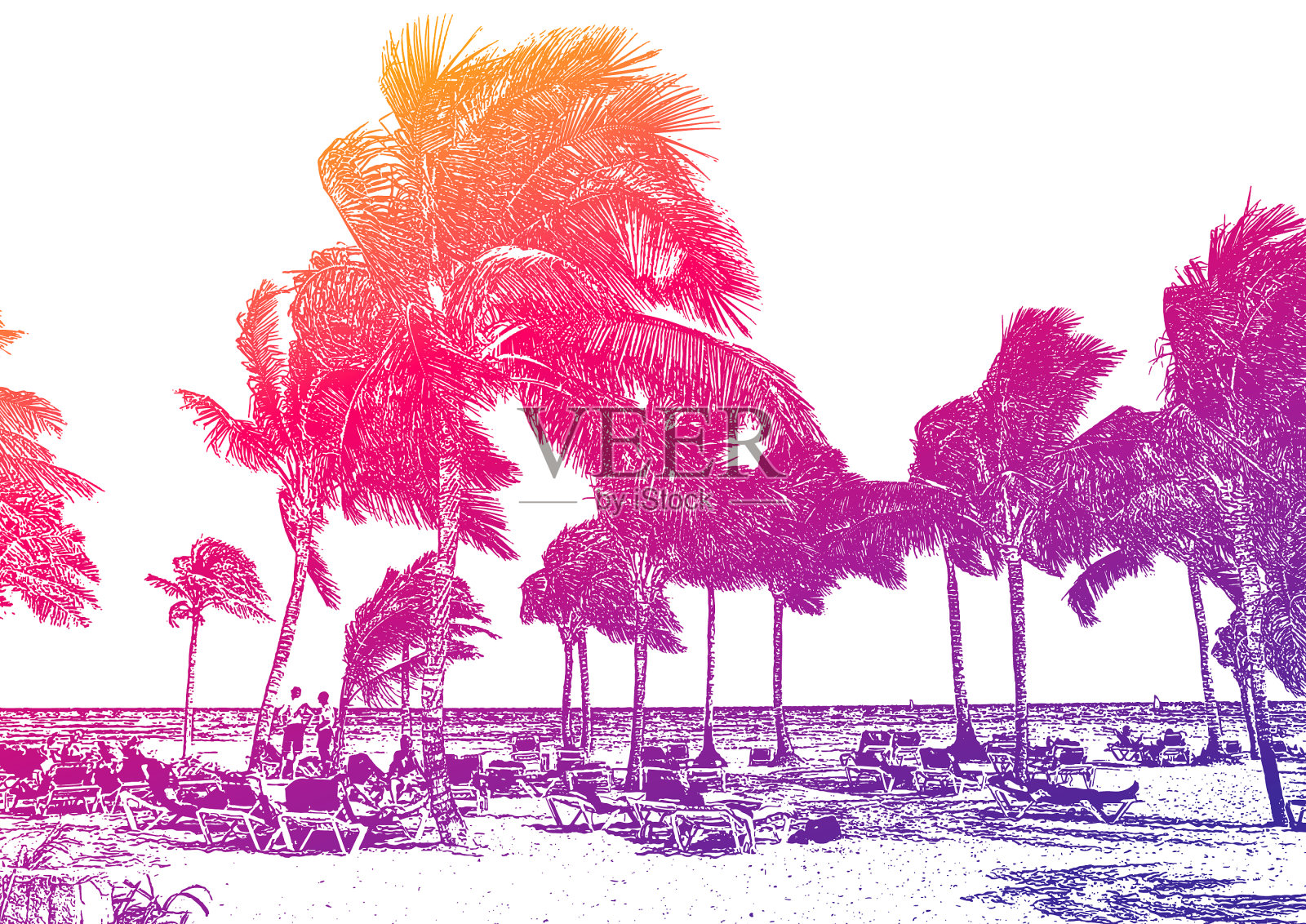 里维埃拉玛雅海滩插画图片素材