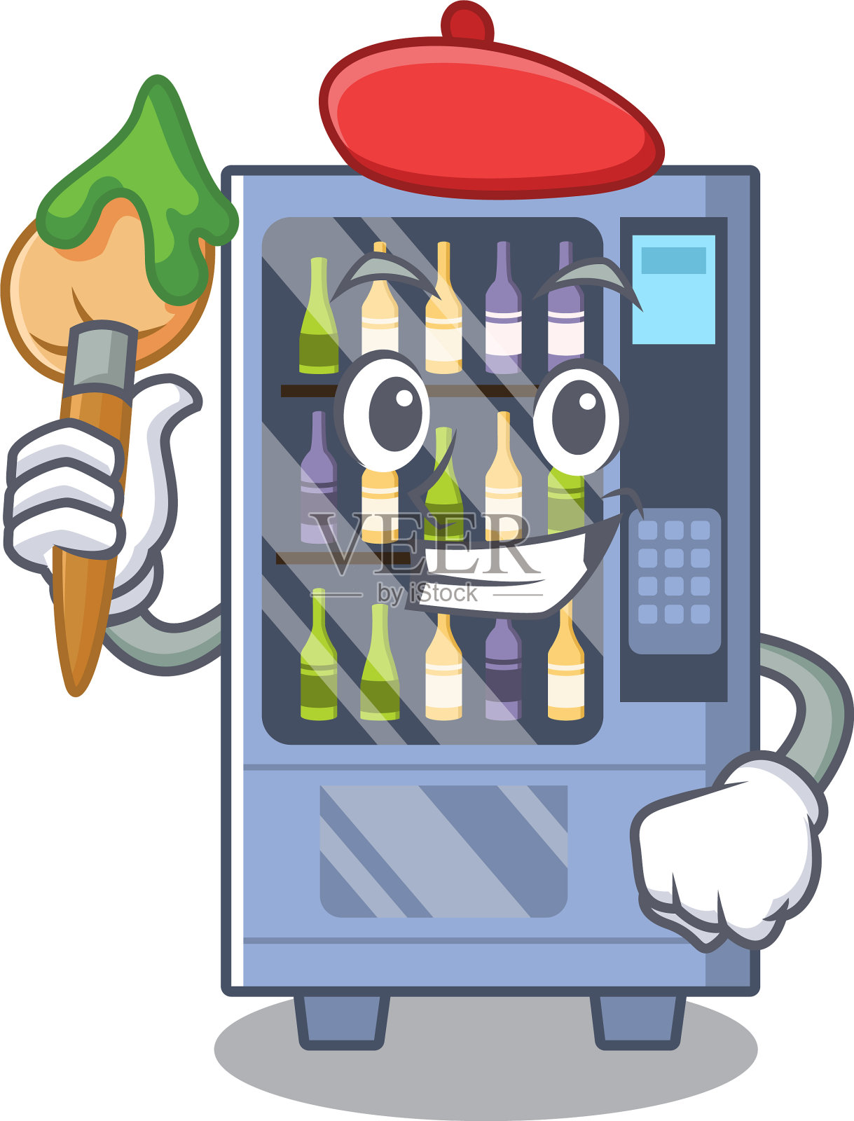 艺术家卡通葡萄酒自动售货机的性格插画图片素材
