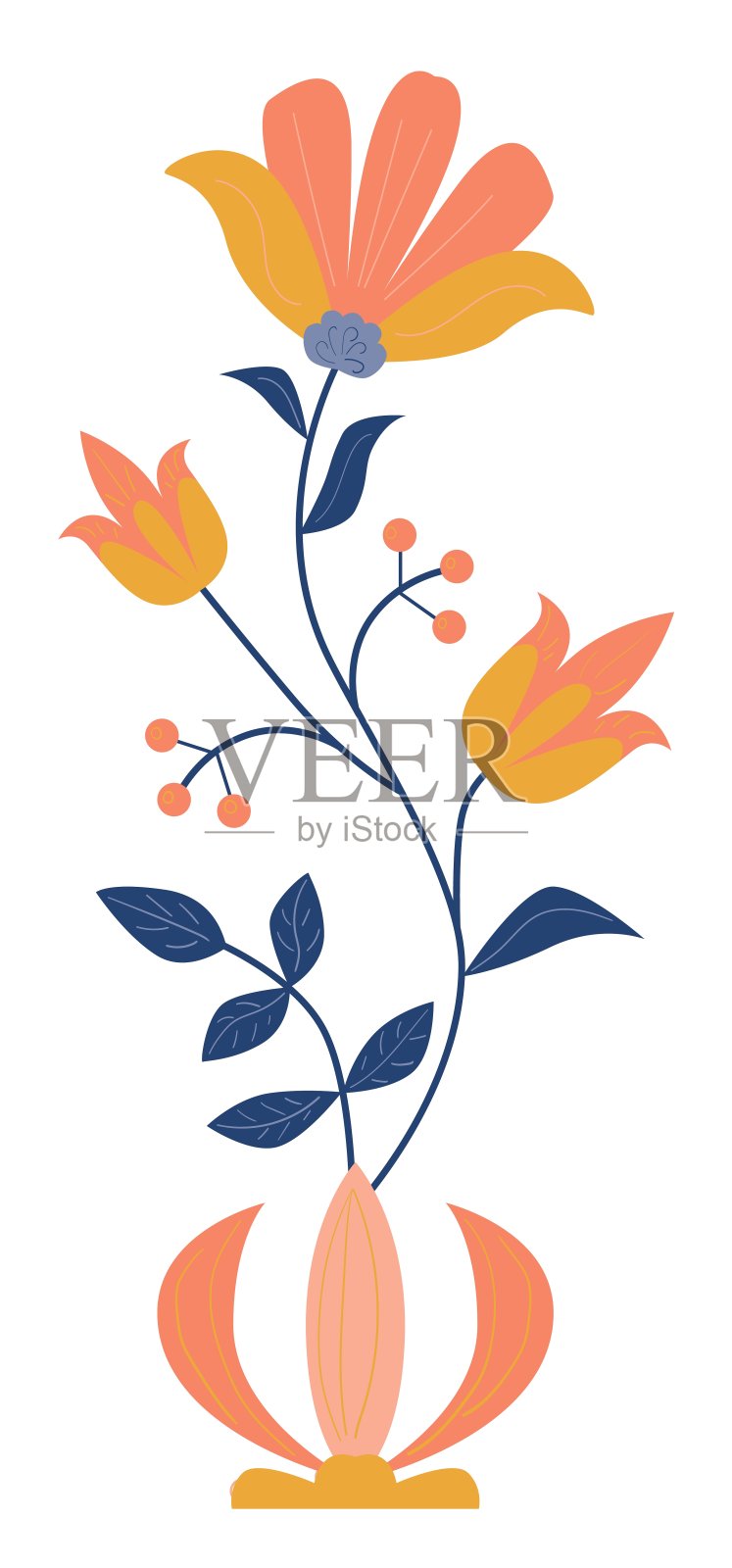 平原花卉图案,民间插图矢量艺术插画图片素材