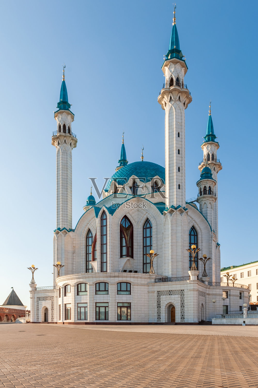 喀山克里姆林宫的白天景观。夏日阳光下的库尔沙里夫。喀山。俄罗斯。鞑靼斯坦。照片摄影图片