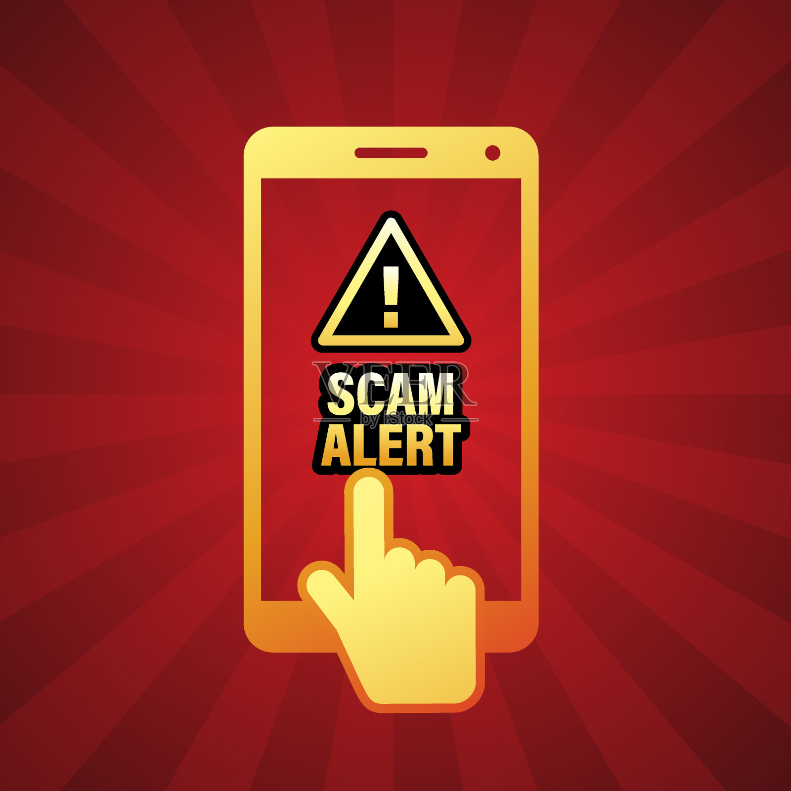 在智能手机屏幕上的诈骗警报通知插画图片素材