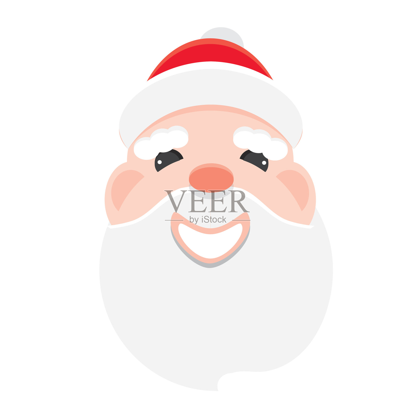 圣诞平面设计图标圣诞老人的笑脸在白色的背景插画图片素材