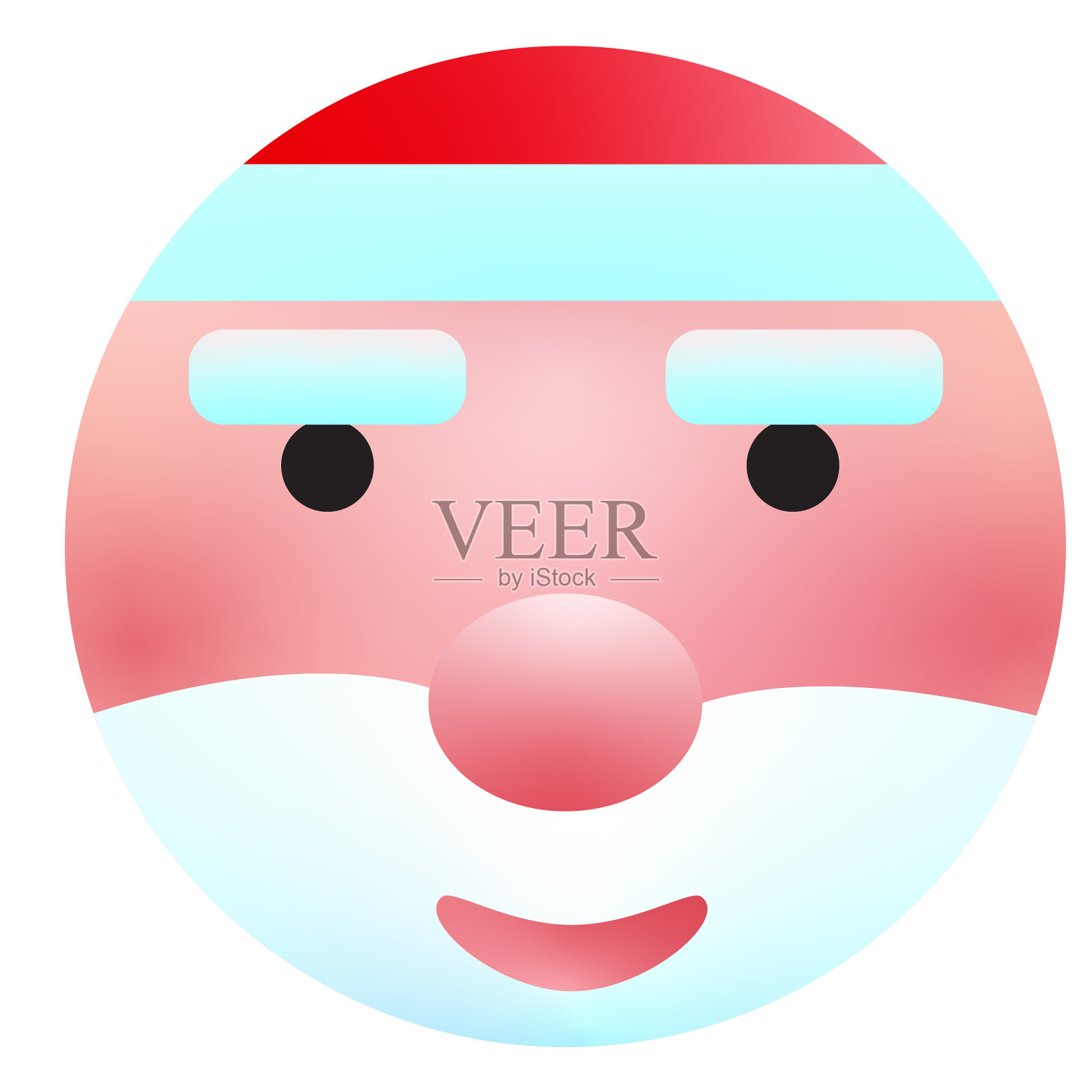 圣诞3D应用程序圣诞老人的脸图标设计设置在明亮的渐变颜色插画图片素材