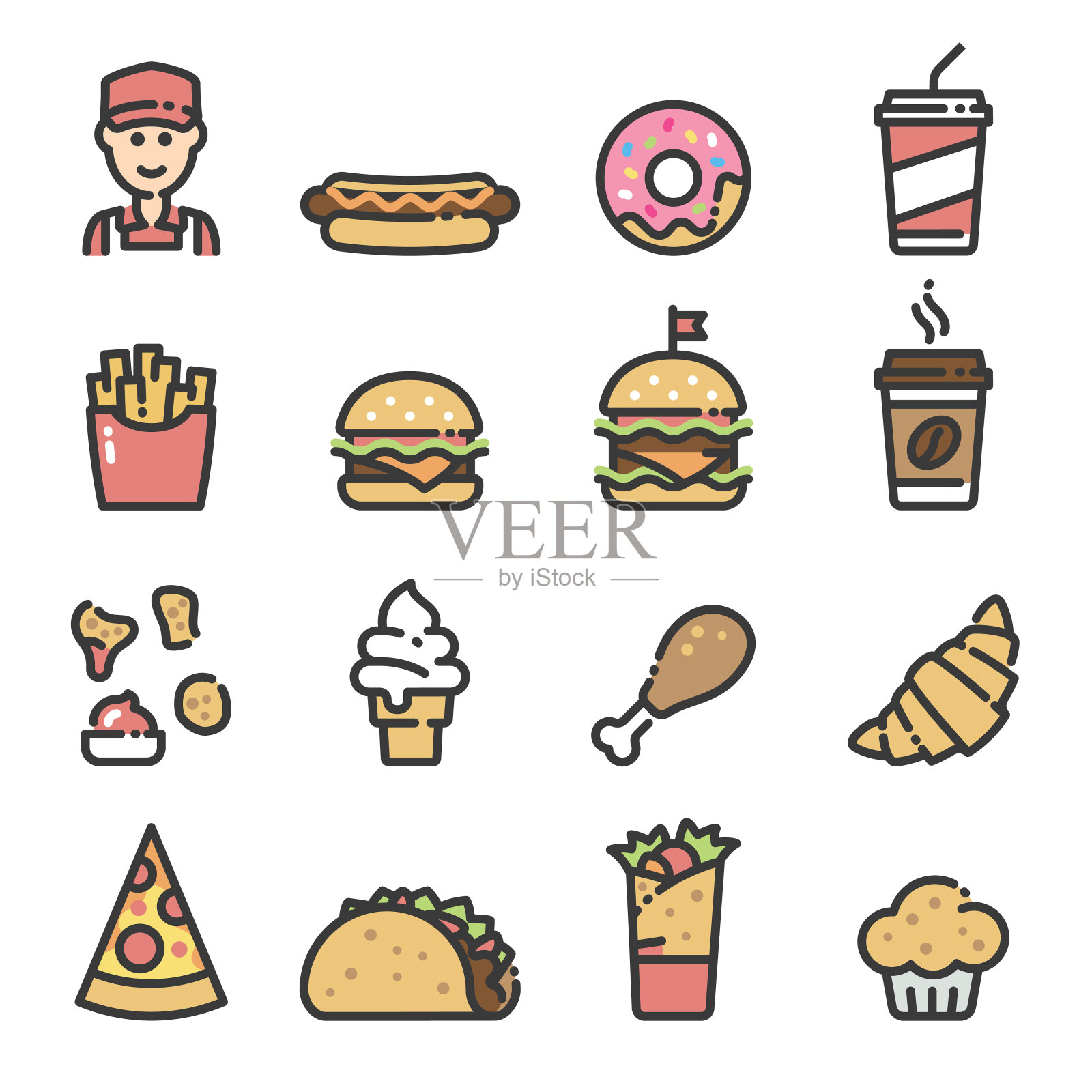 快餐系列的艺术图标图标素材