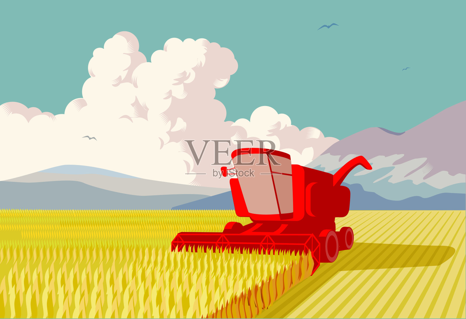 联合收割机插画图片素材