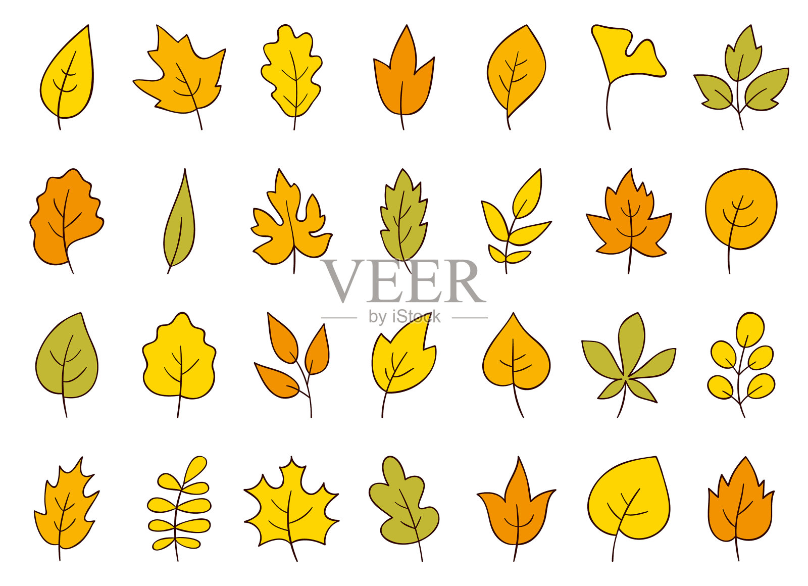 手绘秋叶插画图片素材
