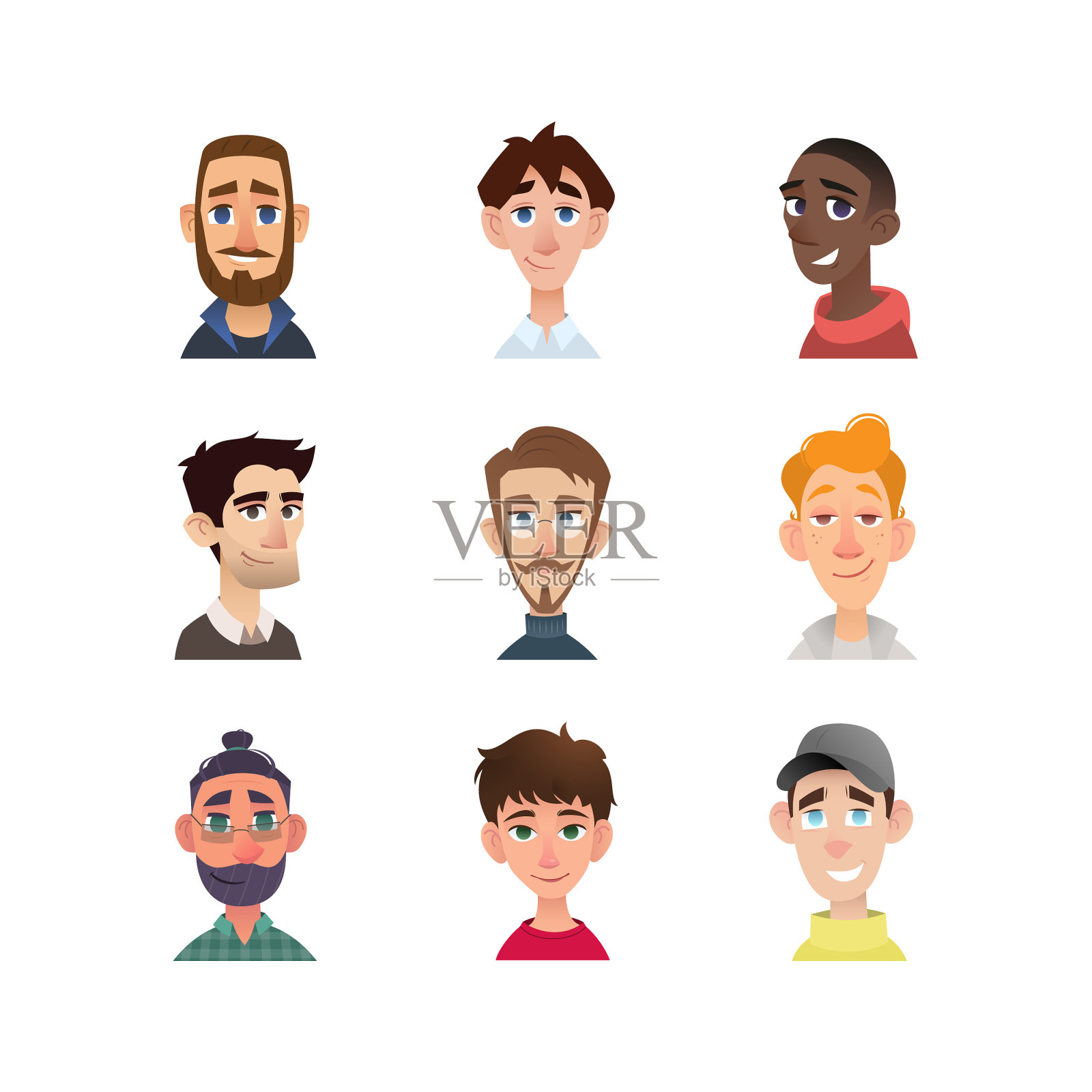 男性阿凡达集插画图片素材