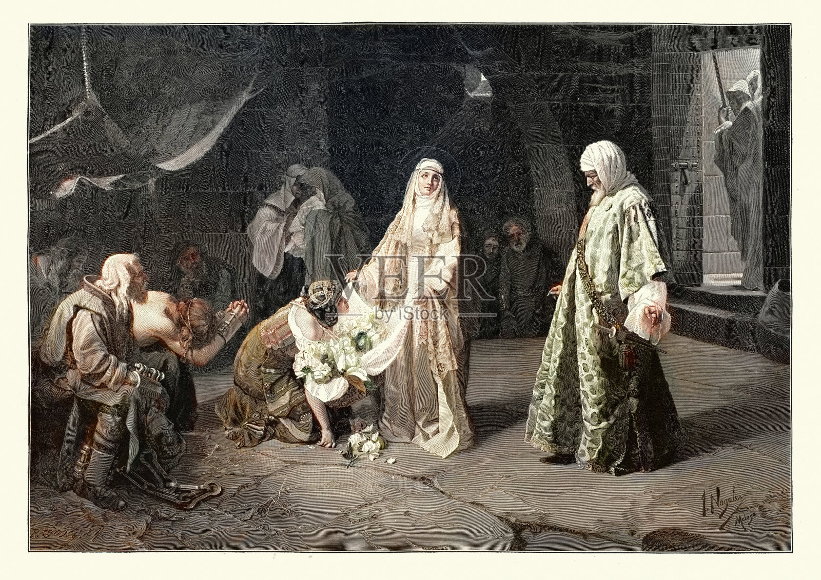 圣卡西达,托莱多的圣卡西达,玫瑰奇迹插画图片素材