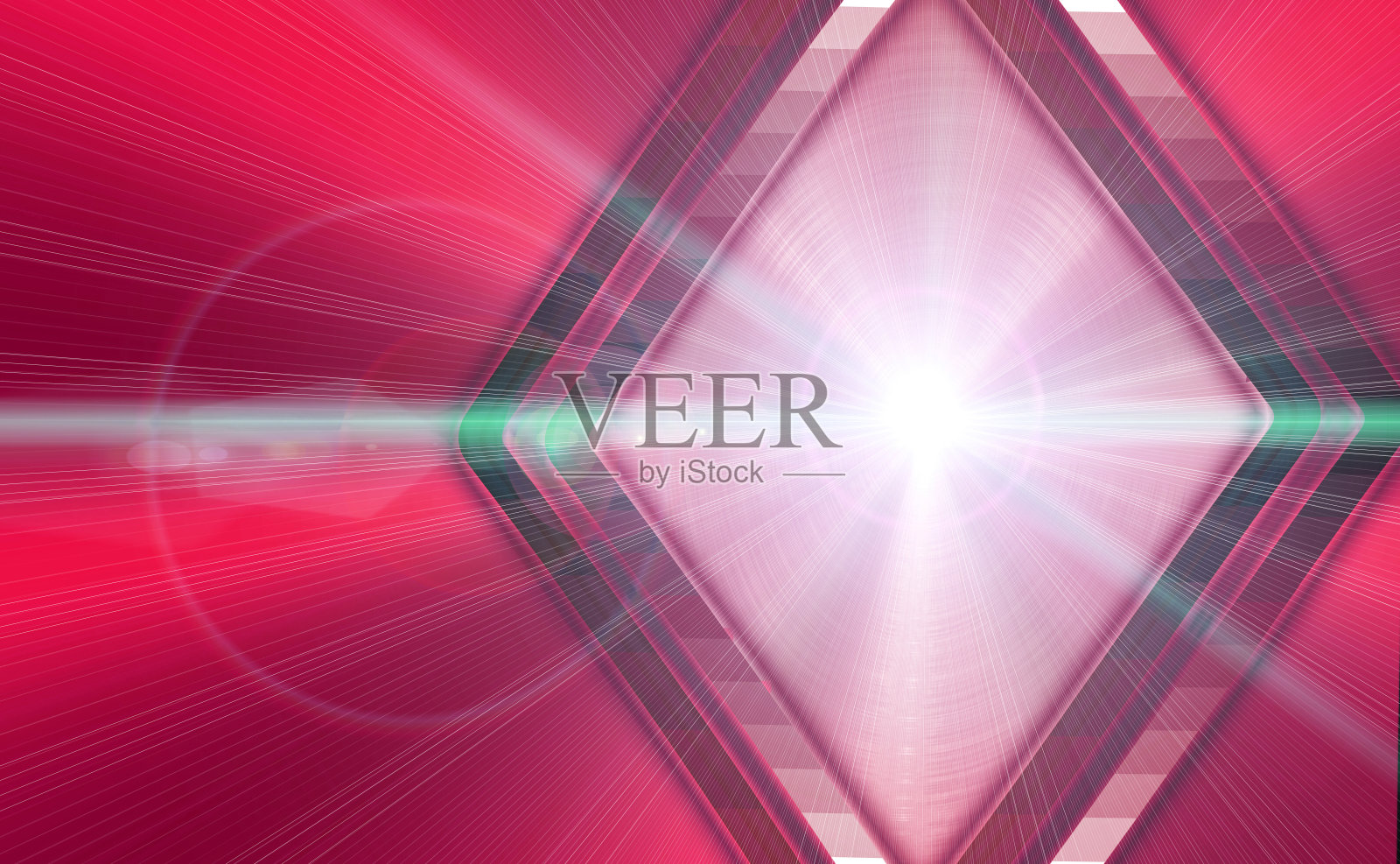 粉色调发光抽象金属线条和方形,魔幻空间光线,未来金属科技背景插画图片素材